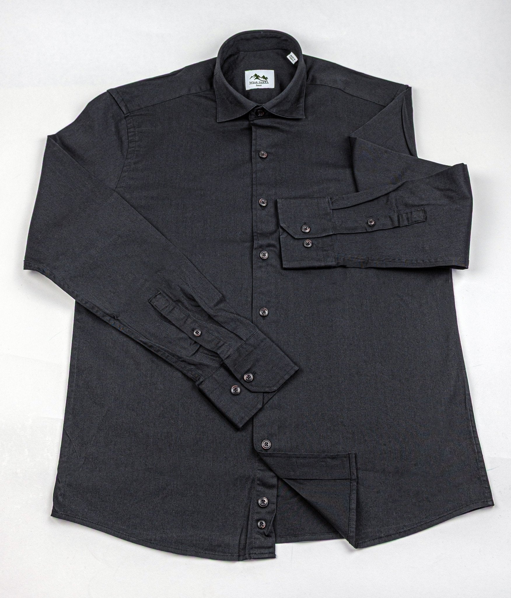 Wear Sierra Top Shelf Men's Cotton Long Sleeve Button Up Shirts in Black - Wear Sierra