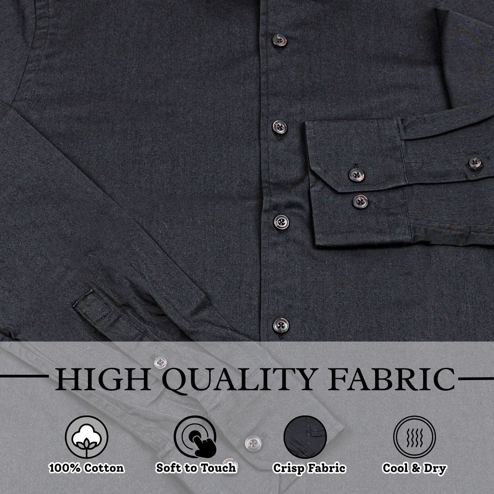 Wear Sierra Top Shelf Men's Cotton Long Sleeve Button Up Shirts in Black - Wear Sierra