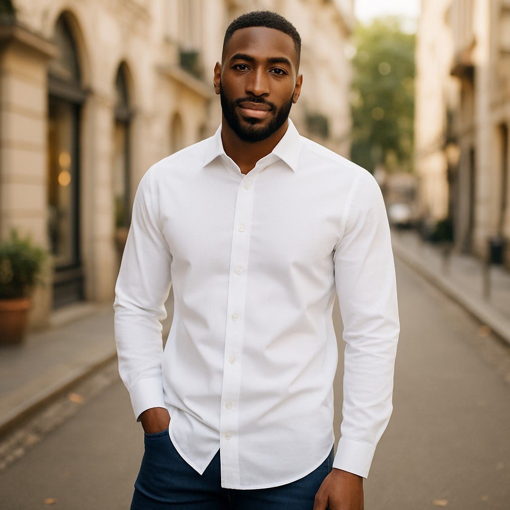 Wear Sierra Top Shelf Men's Cotton Long Sleeve Button Up Shirts in Classic White - Wear Sierra