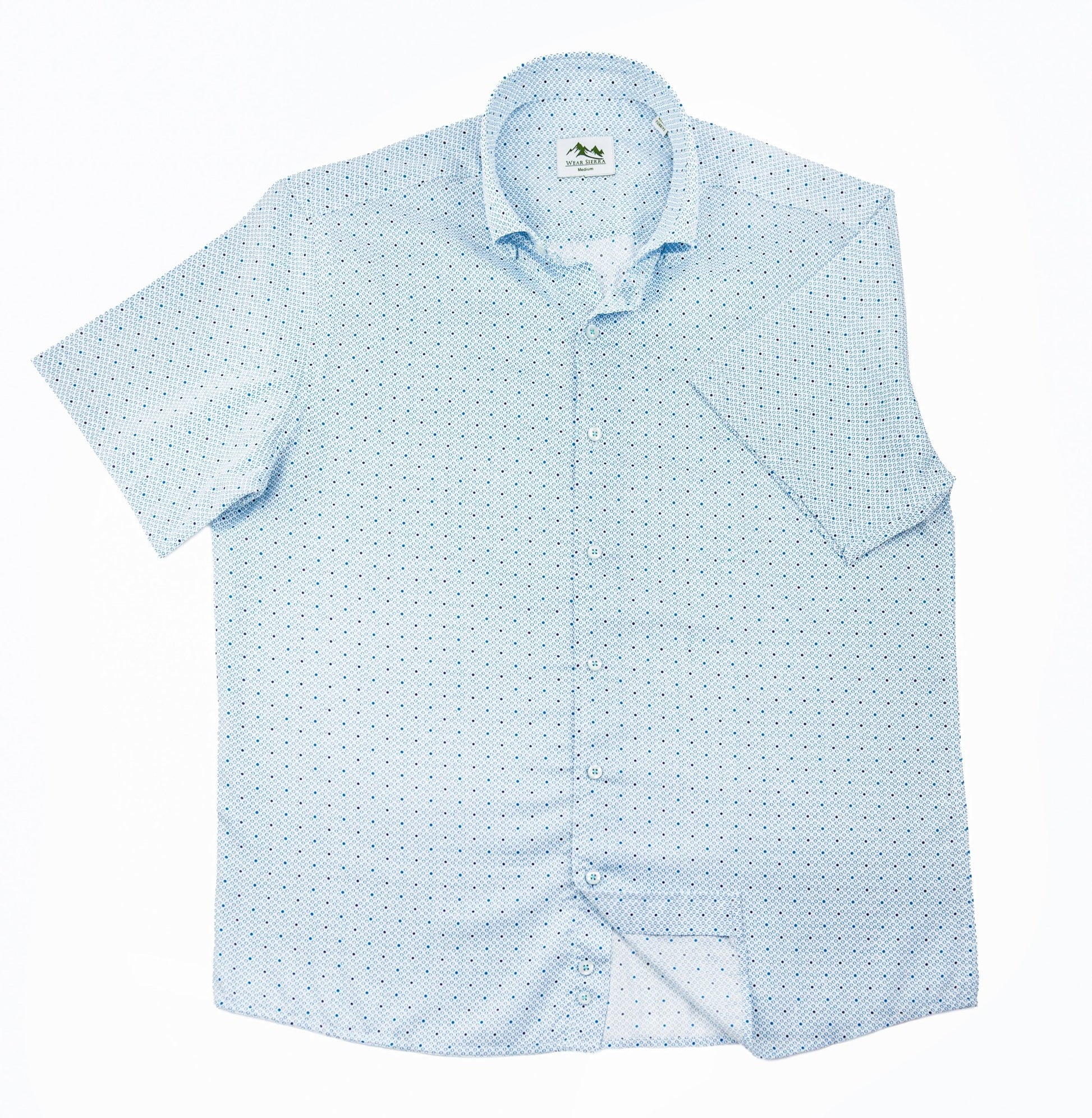 Wear Sierra Top Shelf Men's Cotton Short Sleeve Button Down Shirt Blue Dots - Wear Sierra