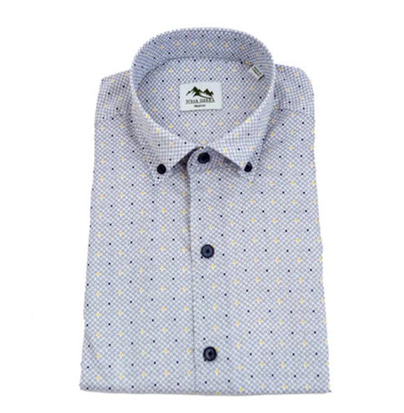 Wear Sierra Top Shelf Men's Cotton Short Sleeve Button Down Shirt White Dots - Wear Sierra