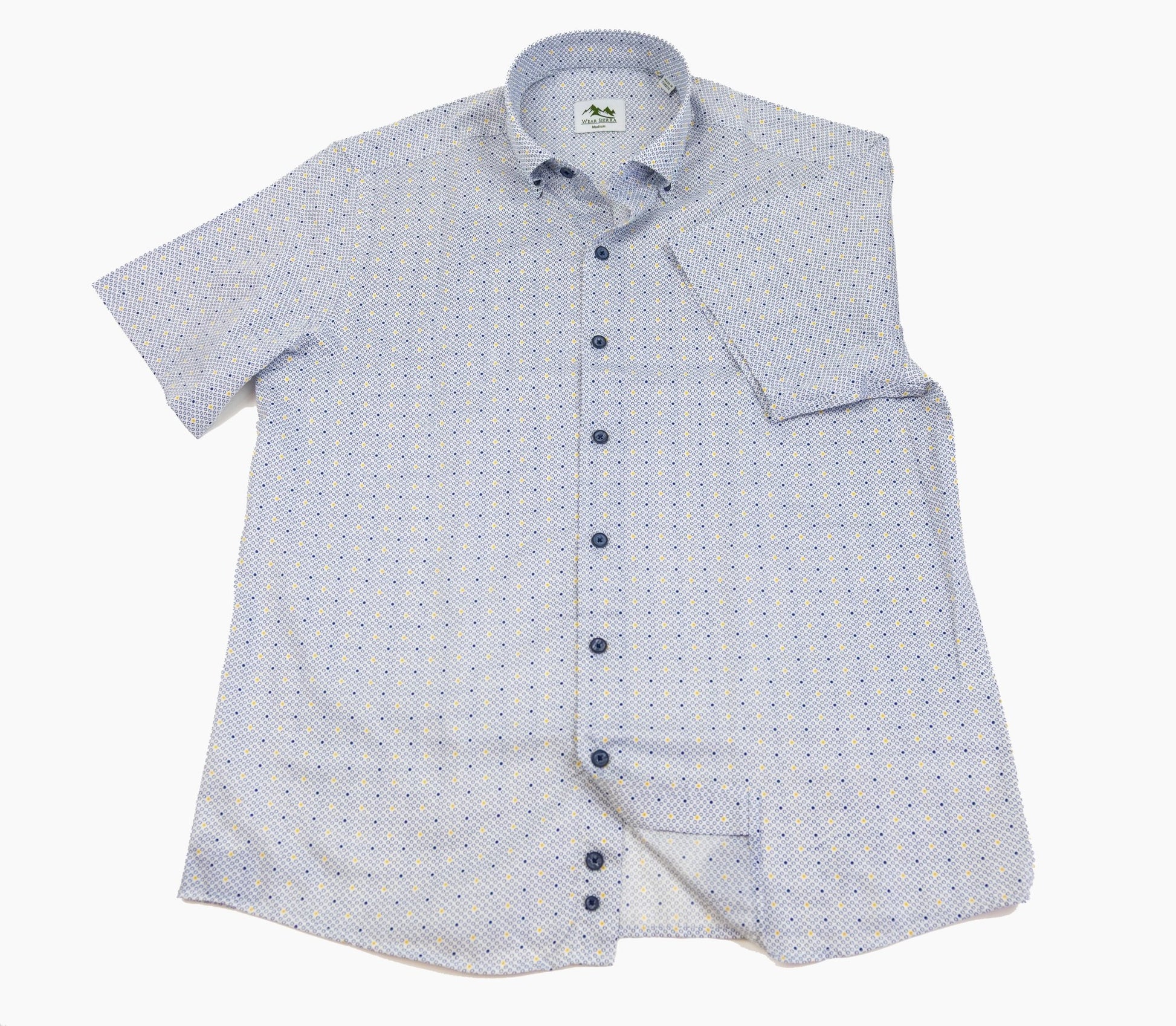 Wear Sierra Top Shelf Men's Cotton Short Sleeve Button Down Shirt White Dots - Wear Sierra
