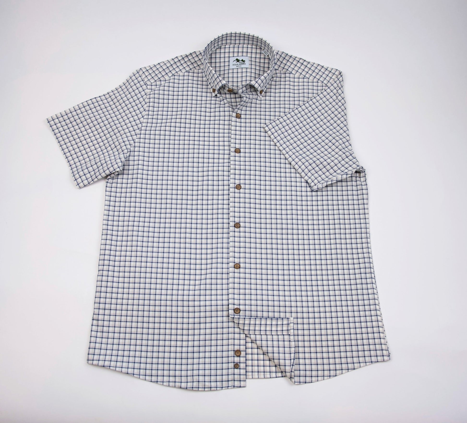 Wear Sierra Top Shelf Men's Cotton Short Sleeve Button Down Shirts in Brown Plaid - Wear Sierra