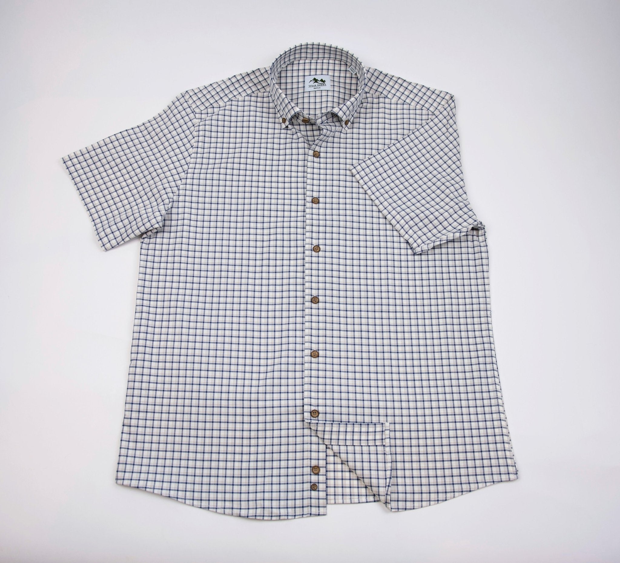 Wear Sierra Top Shelf Men's Cotton Short Sleeve Button Down Shirts in Brown Plaid - Wear Sierra