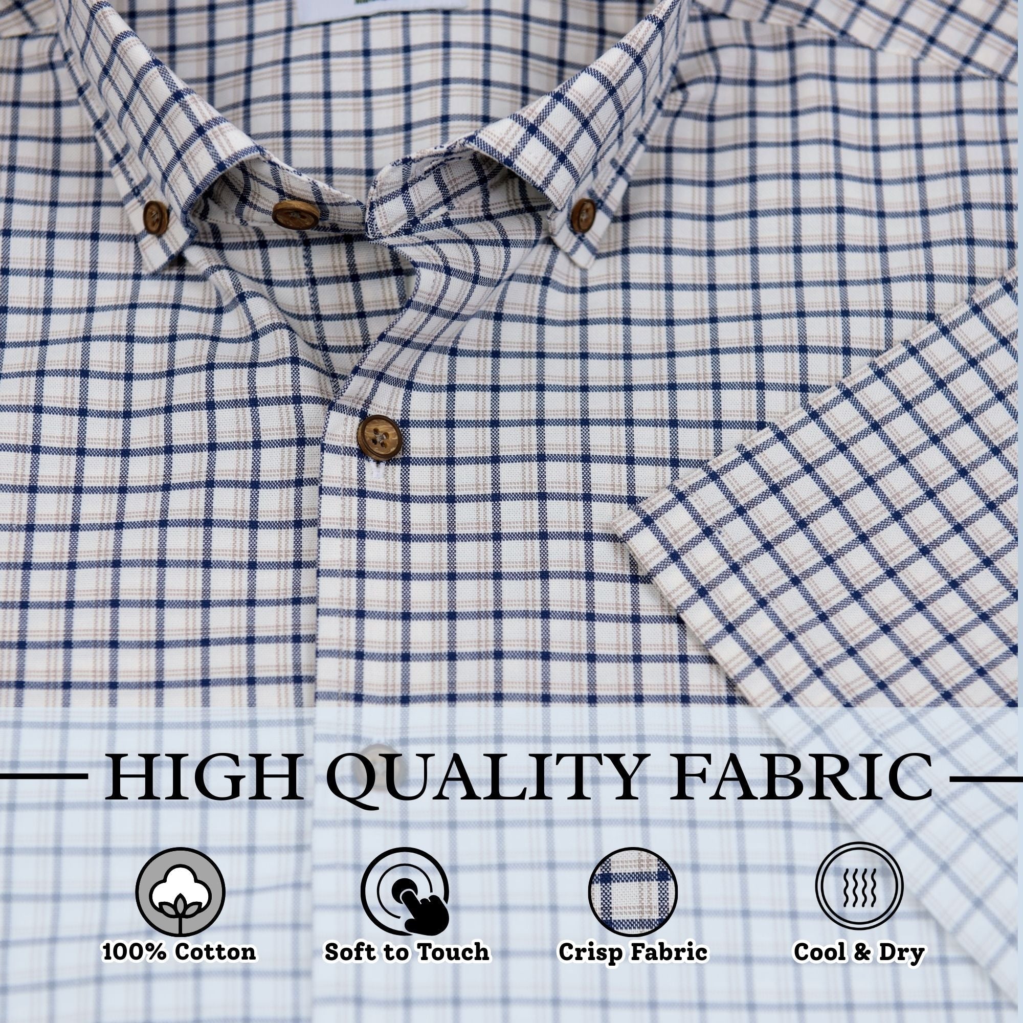 Wear Sierra Top Shelf Men's Cotton Short Sleeve Button Down Shirts in Brown Plaid - Wear Sierra