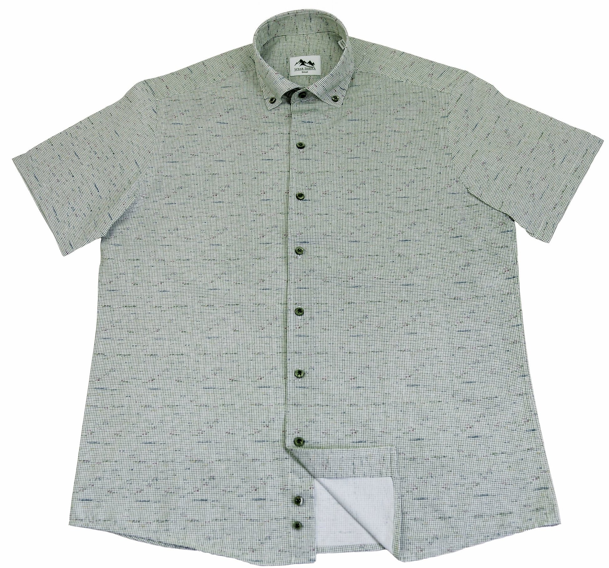 Wear Sierra Top Shelf Men's Linen Short Sleeve Button Down Shirt in Green - Great for Date Nights - Wear Sierra