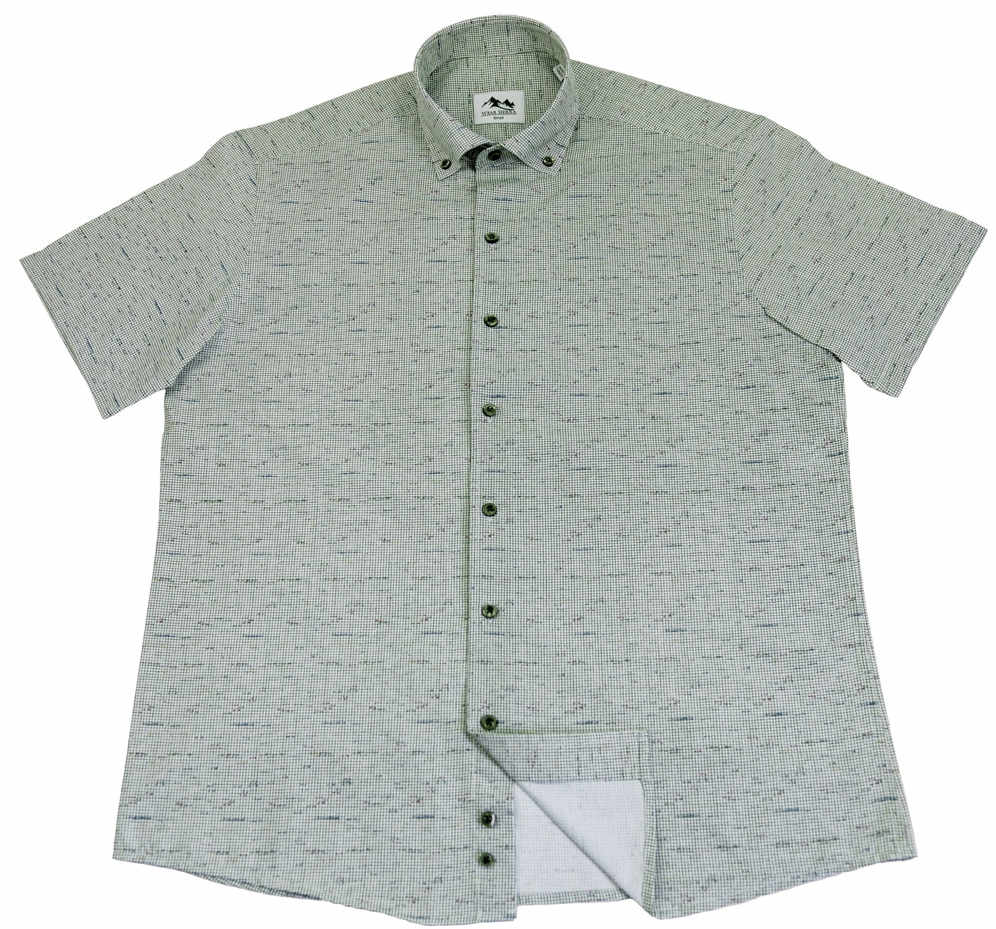 Wear Sierra Top Shelf Men's Linen Short Sleeve Button Down Shirt in Green - Great for Date Nights - Wear Sierra