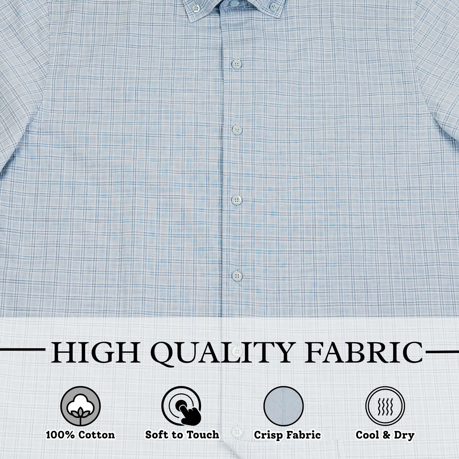 Wear Sierra Top Shelf Men's Linen Short Sleeve Button Down Shirt in Light Blue Plaid - Wear Sierra