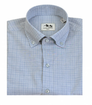 Wear Sierra Top Shelf Men's Linen Short Sleeve Button Down Shirt in Light Blue Plaid - Wear Sierra