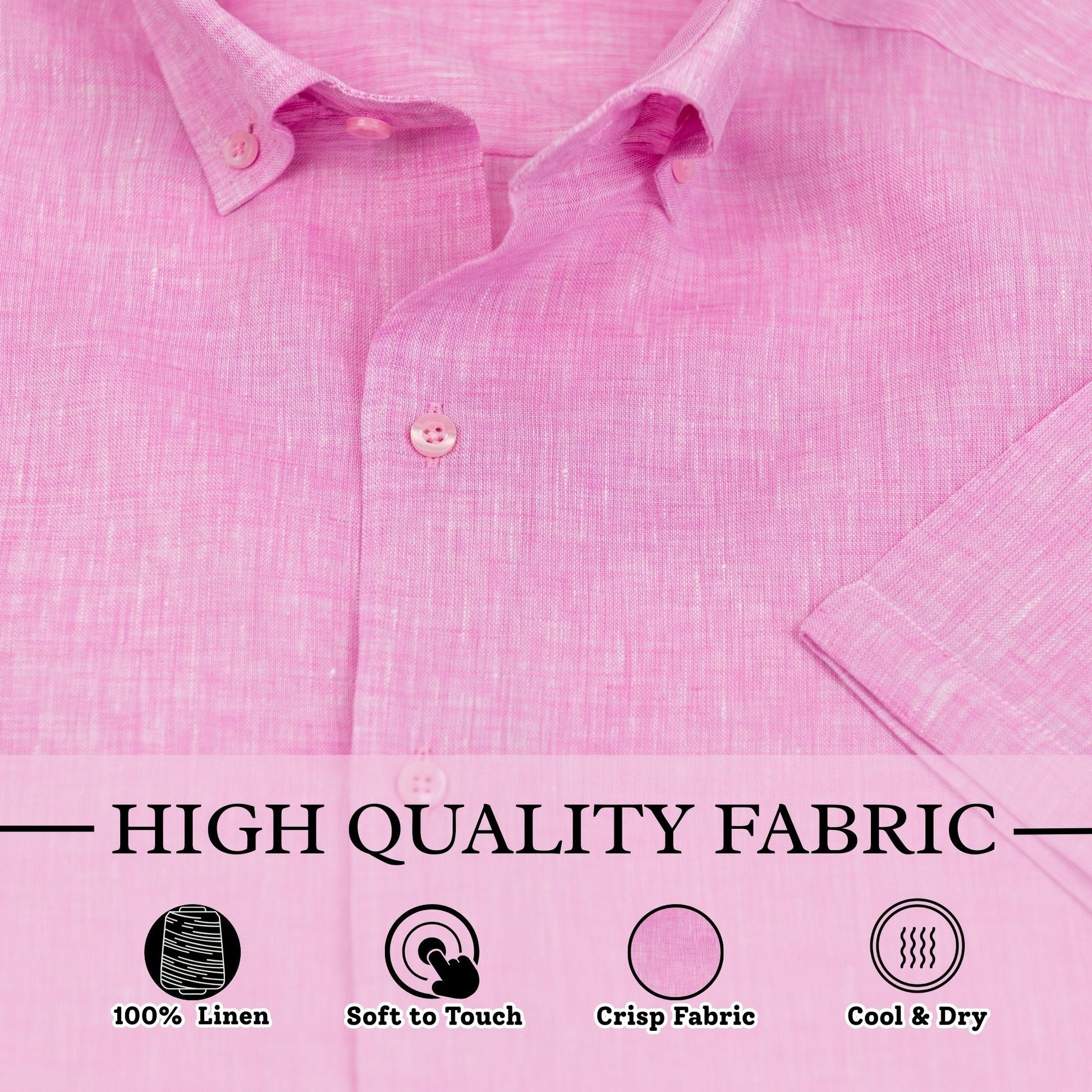 Wear Sierra Top Shelf Men's Linen Short Sleeve Button Down Shirt in Pink - Wear Sierra