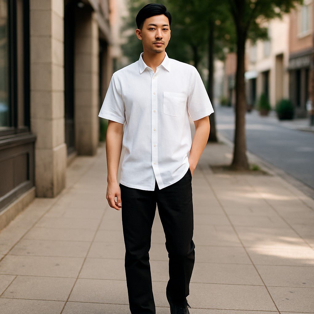 Wear Sierra Top Shelf Men's Linen Short Sleeve Button Down Shirt in White - Wear Sierra