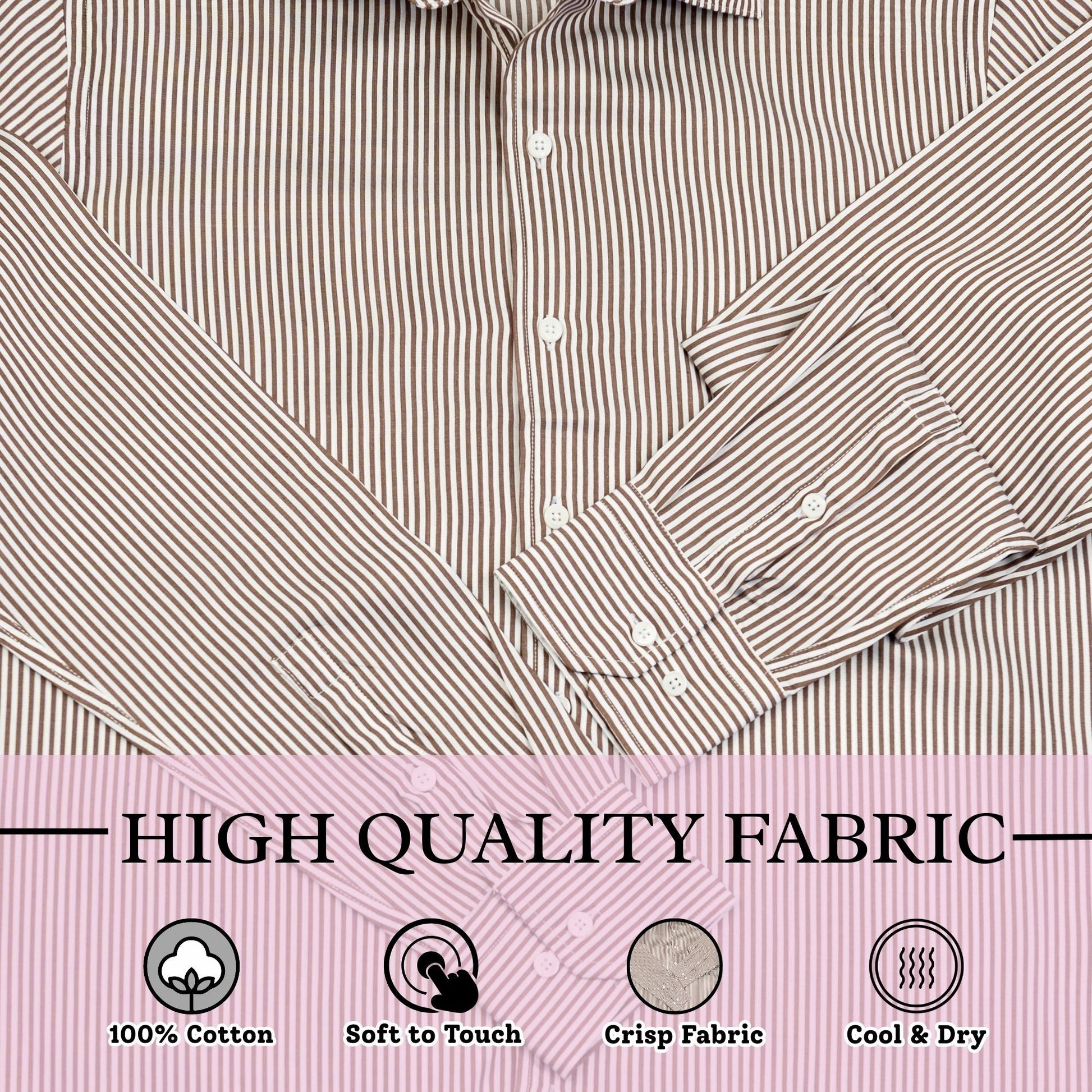 Wear Sierra Top Shelf Mens Turkish Cotton Brown Stripe Casual Friday Shirt for Men - Wear Sierra