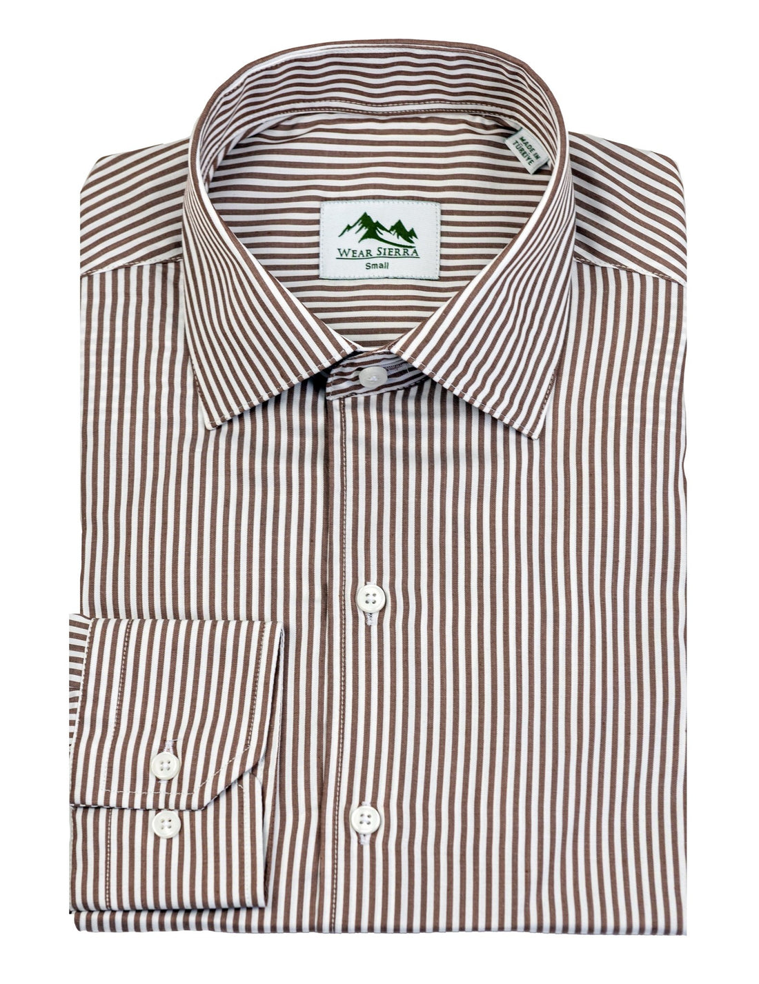 Wear Sierra Top Shelf Mens Turkish Cotton Brown Stripe Casual Friday Shirt for Men - Wear Sierra