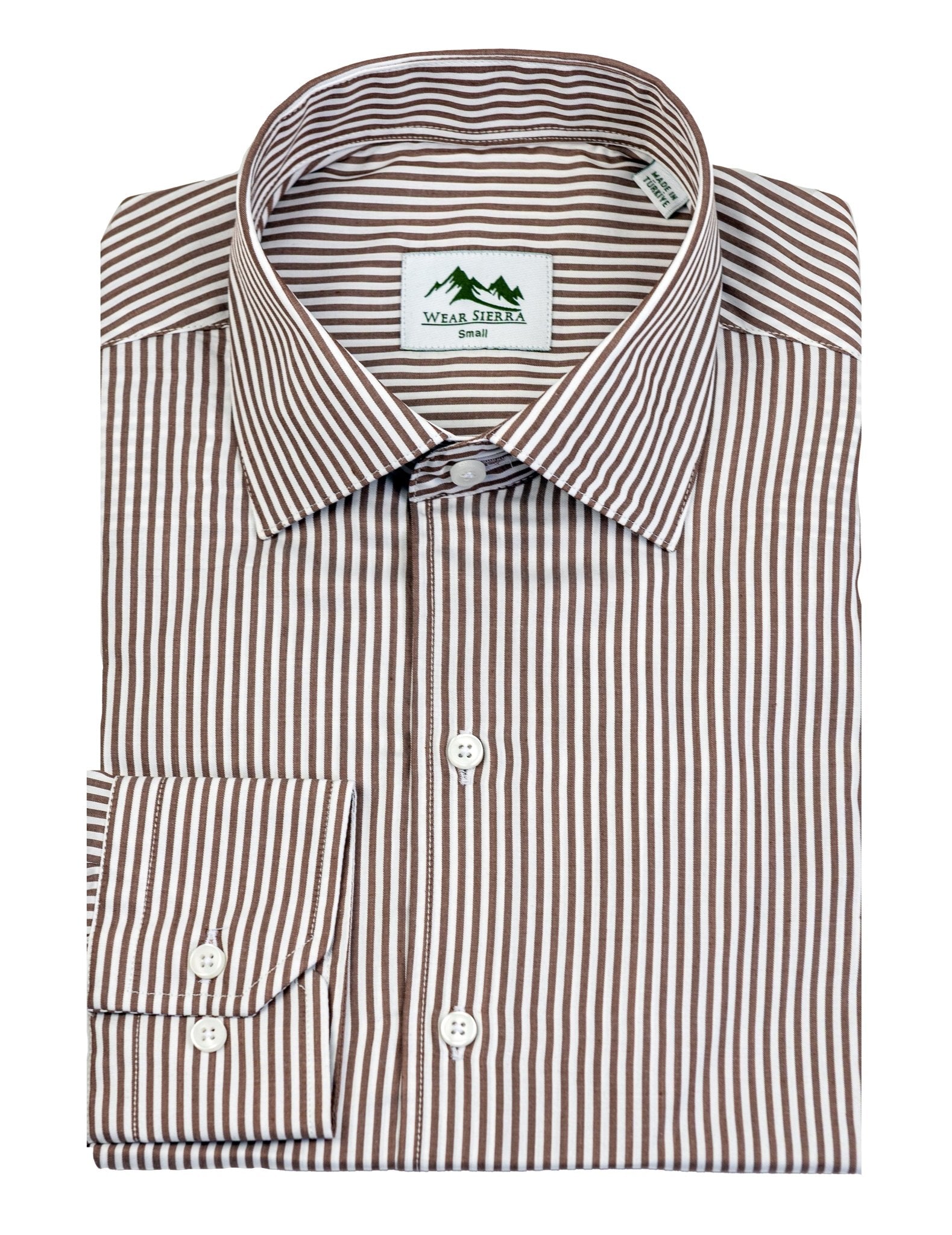 Wear Sierra Top Shelf Mens Turkish Cotton Brown Stripe Casual Friday Shirt for Men - Wear Sierra
