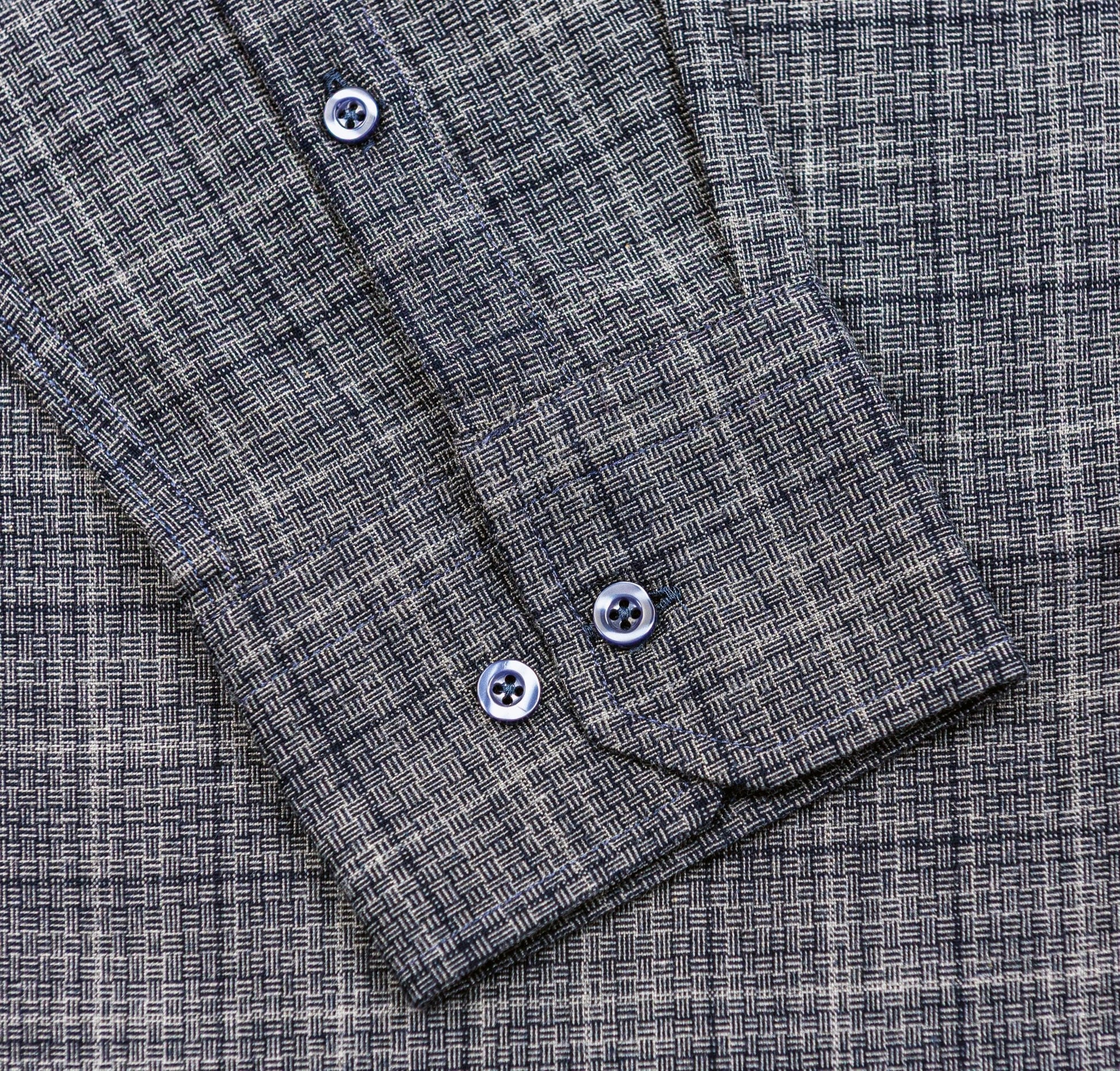 Wear Sierra Top Shelf Men's Turkish Cotton Long Sleeve Button Down Shirt in Combed Cotton Dark Gray & Navy Windowpane Plaid - Wear Sierra