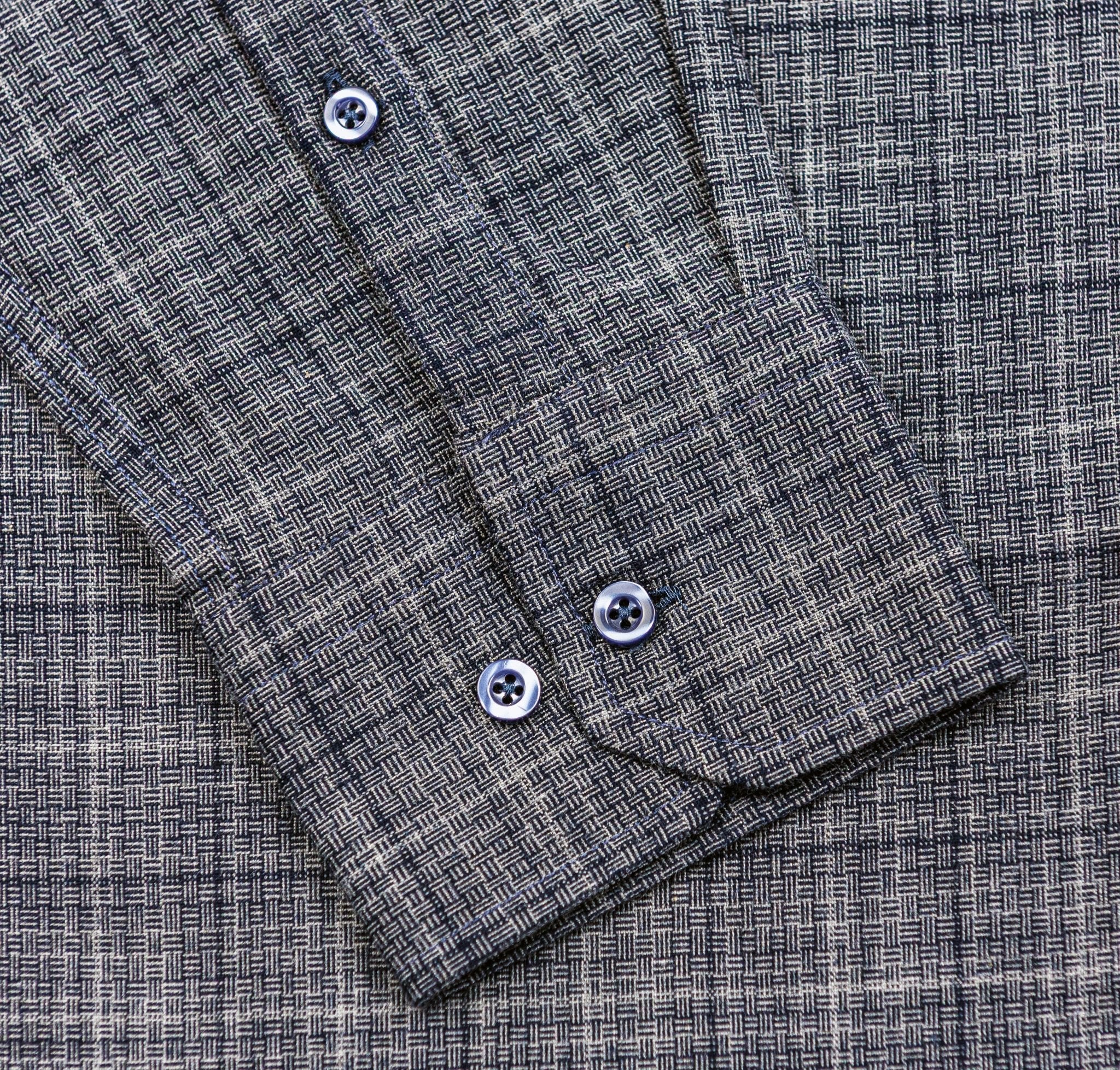Wear Sierra Top Shelf Men's Turkish Cotton Long Sleeve Button Down Shirt in Combed Cotton Dark Gray & Navy Windowpane Plaid - Wear Sierra