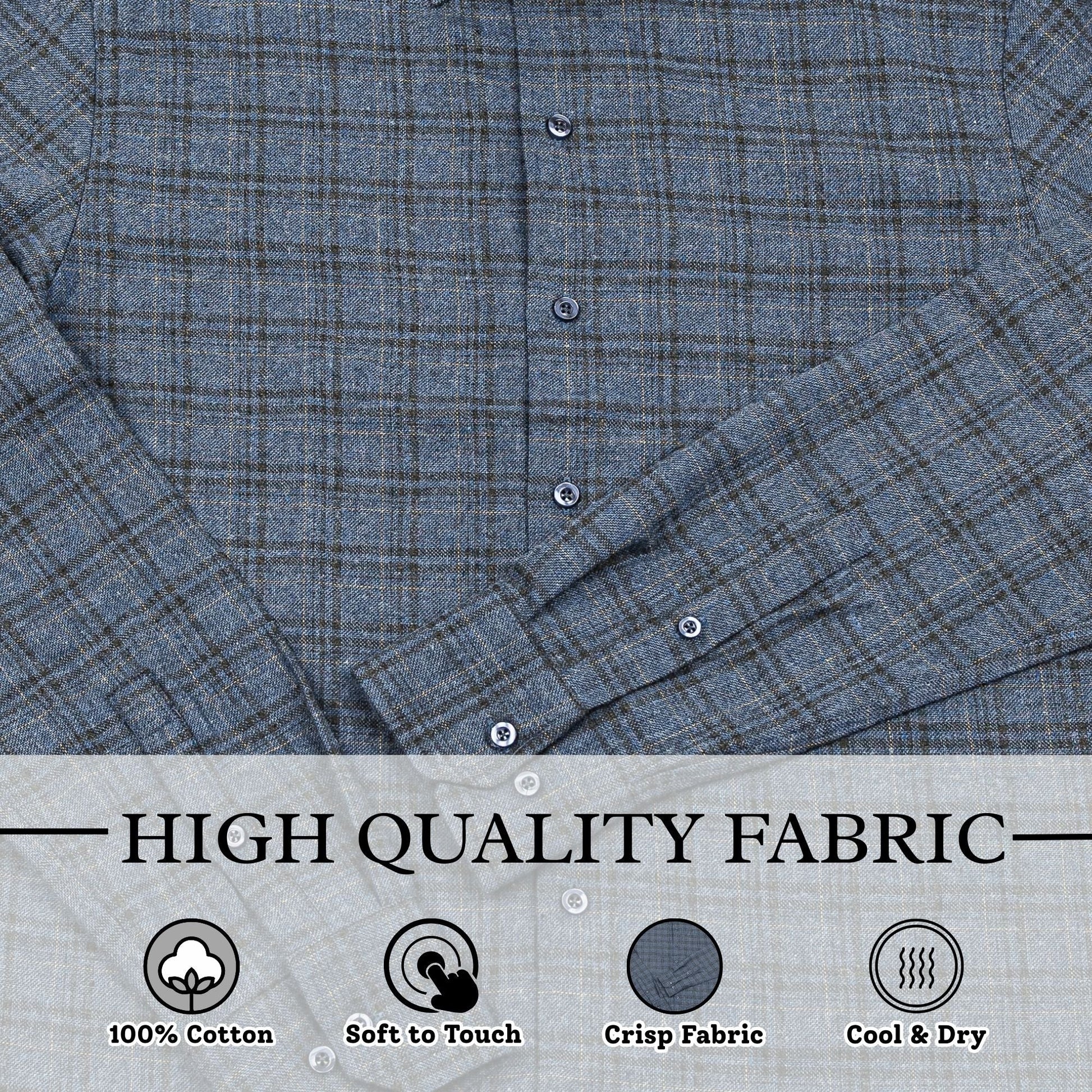 Wear Sierra Top Shelf Men's Turkish Cotton Long Sleeve Button Down Shirt in Combed Cotton Navy Plaid - Wear Sierra