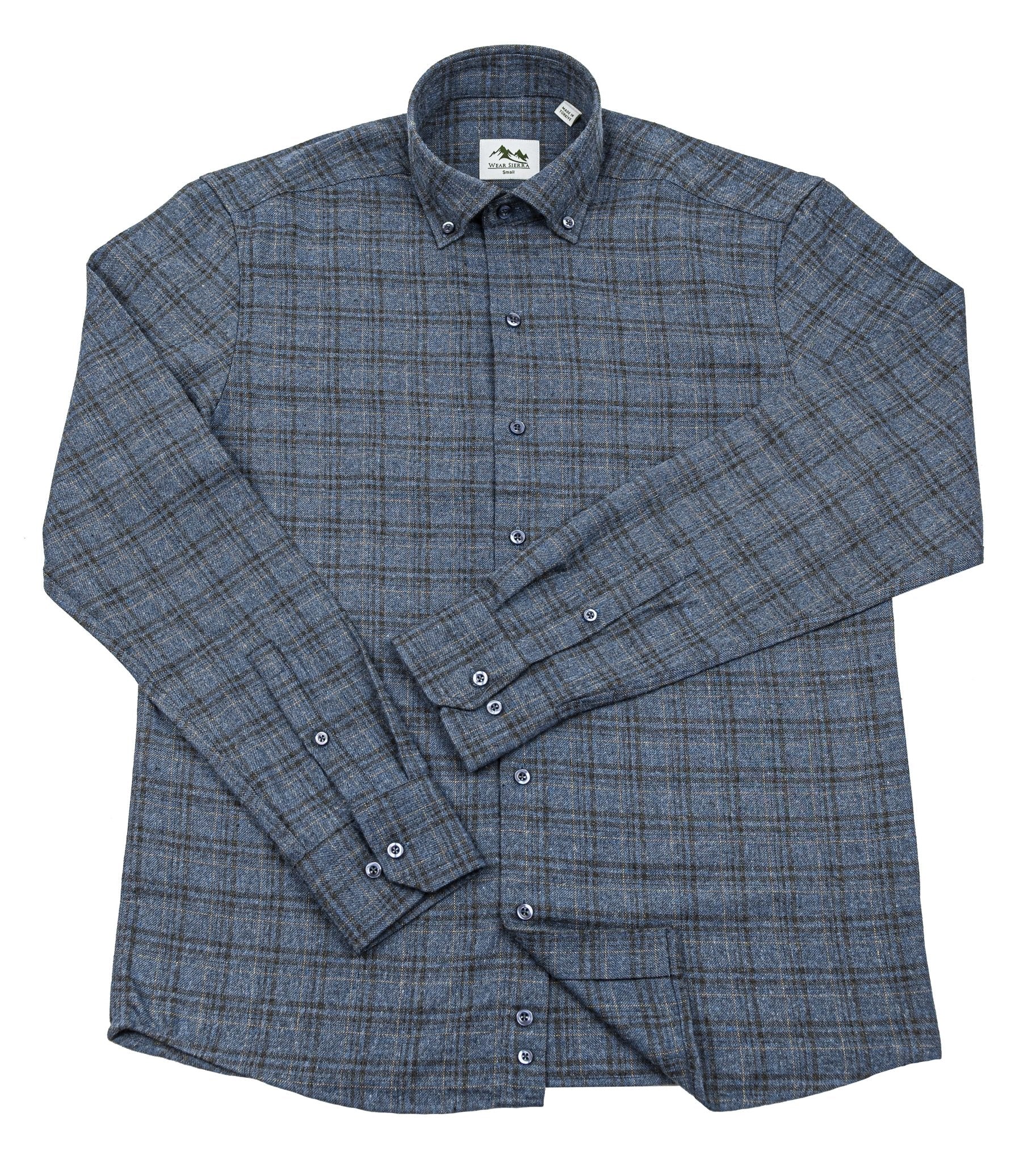 Wear Sierra Top Shelf Men's Turkish Cotton Long Sleeve Button Down Shirt in Combed Cotton Navy Plaid - Wear Sierra