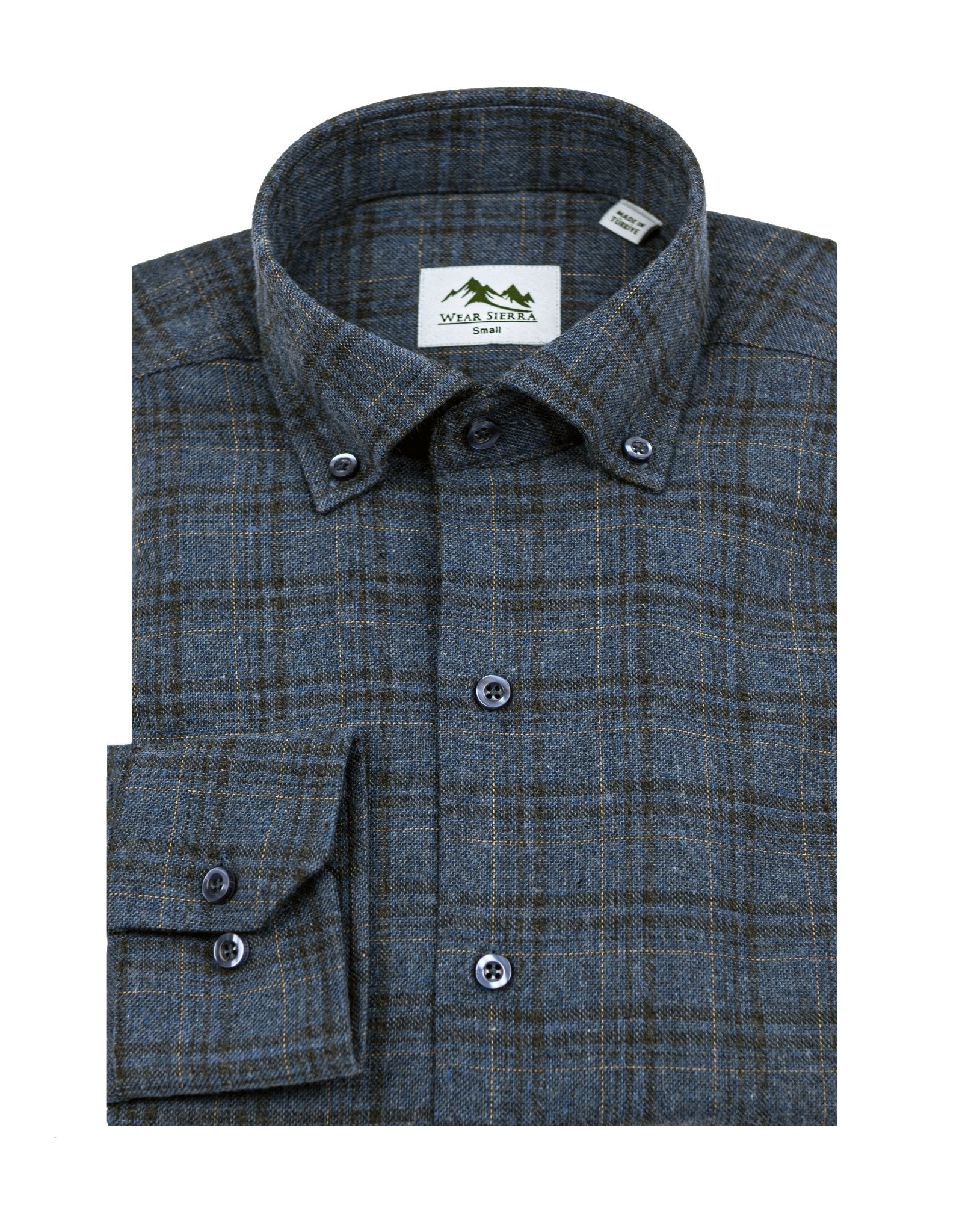 Wear Sierra Top Shelf Men's Turkish Cotton Long Sleeve Button Down Shirt in Combed Cotton Navy Plaid - Wear Sierra