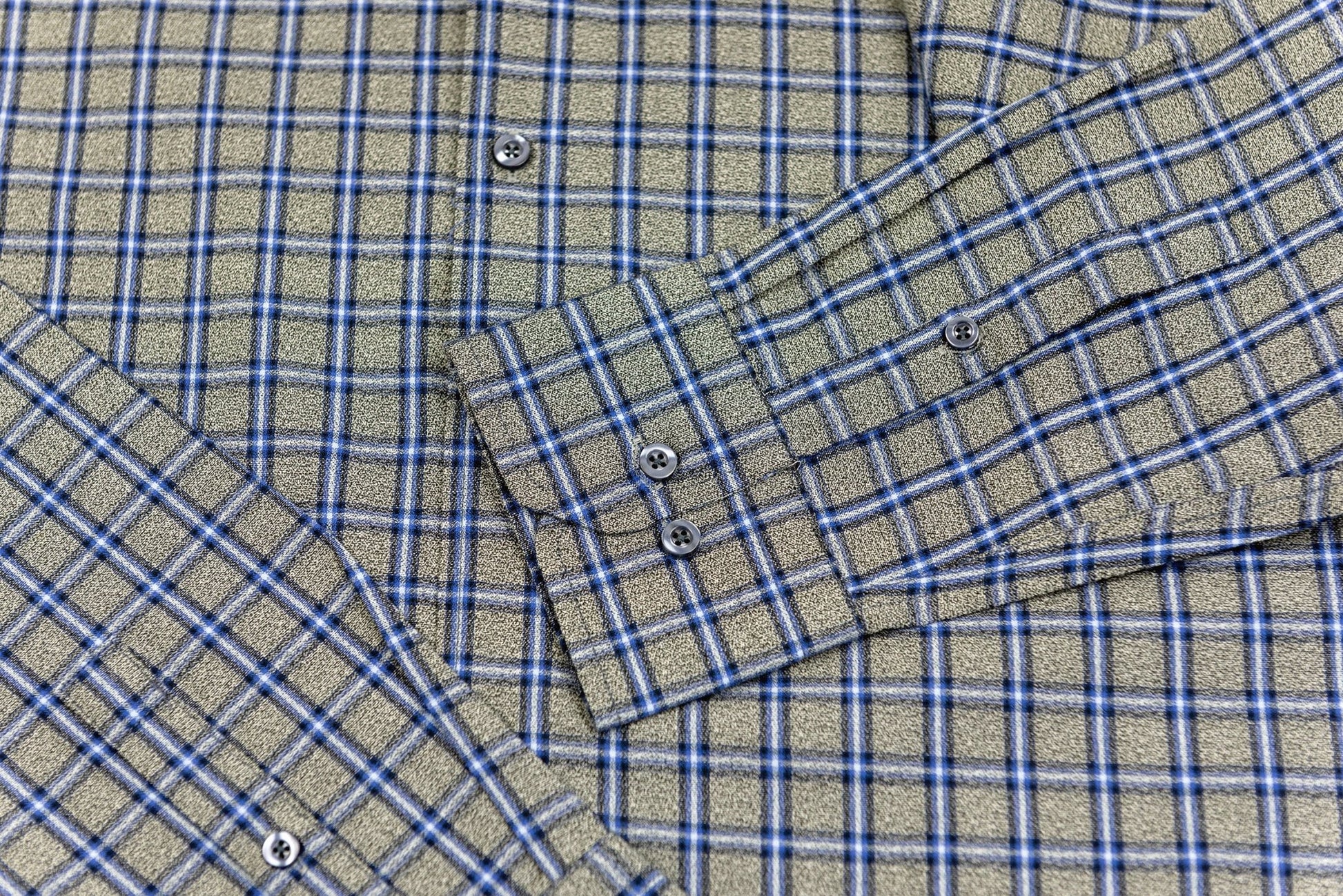 Wear Sierra Top Shelf Men's Turkish Cotton Long Sleeve Button Down Shirt in Gray & Blue Plaid, Casual Friday Shirt for Men - Wear Sierra
