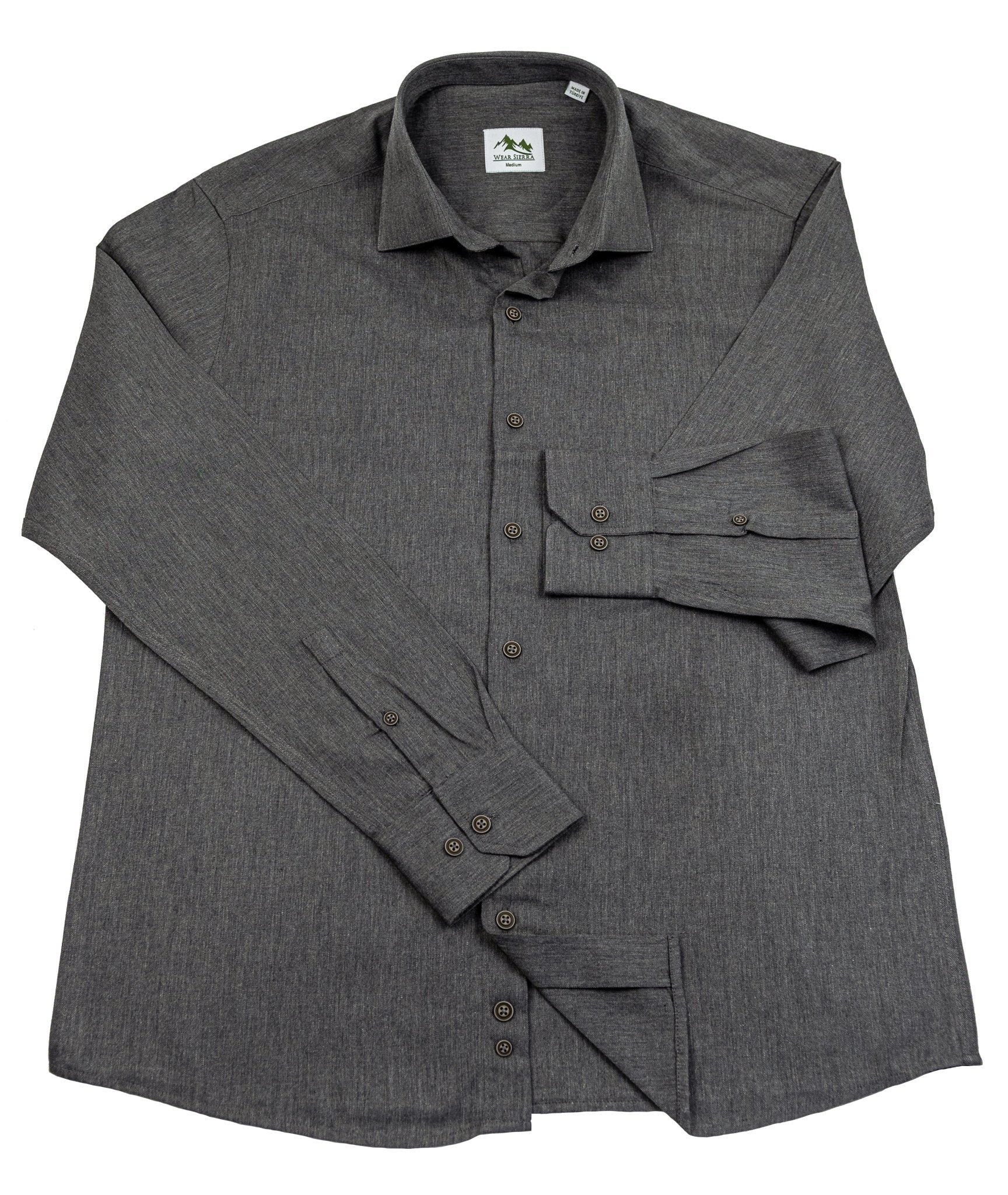 Wear Sierra Top Shelf Men's Turkish Cotton Long Sleeve Button-Up Shirt, Classic Gray - Wear Sierra