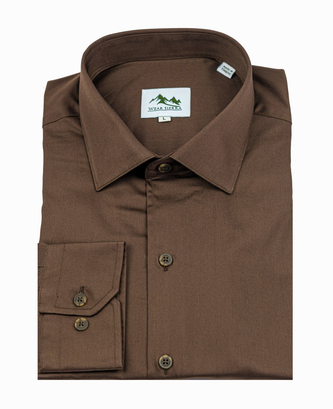 Wear Sierra Top Shelf Men's Turkish Cotton Long Sleeve Button Up Shirt in Brown, Perfect Casual Friday Shirt for Men - Wear Sierra