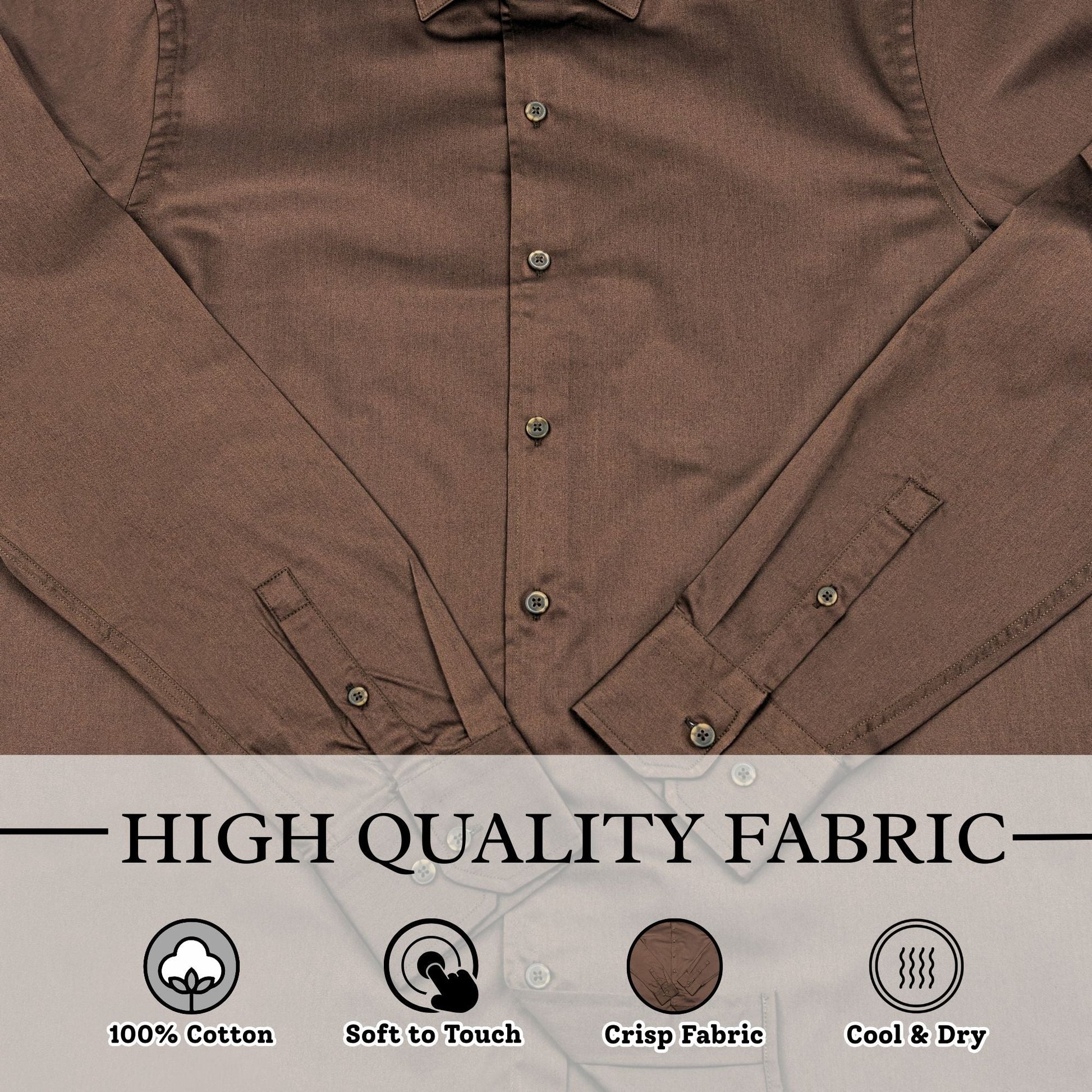 Wear Sierra Top Shelf Men's Turkish Cotton Long Sleeve Button Up Shirt in Brown, Perfect Casual Friday Shirt for Men - Wear Sierra