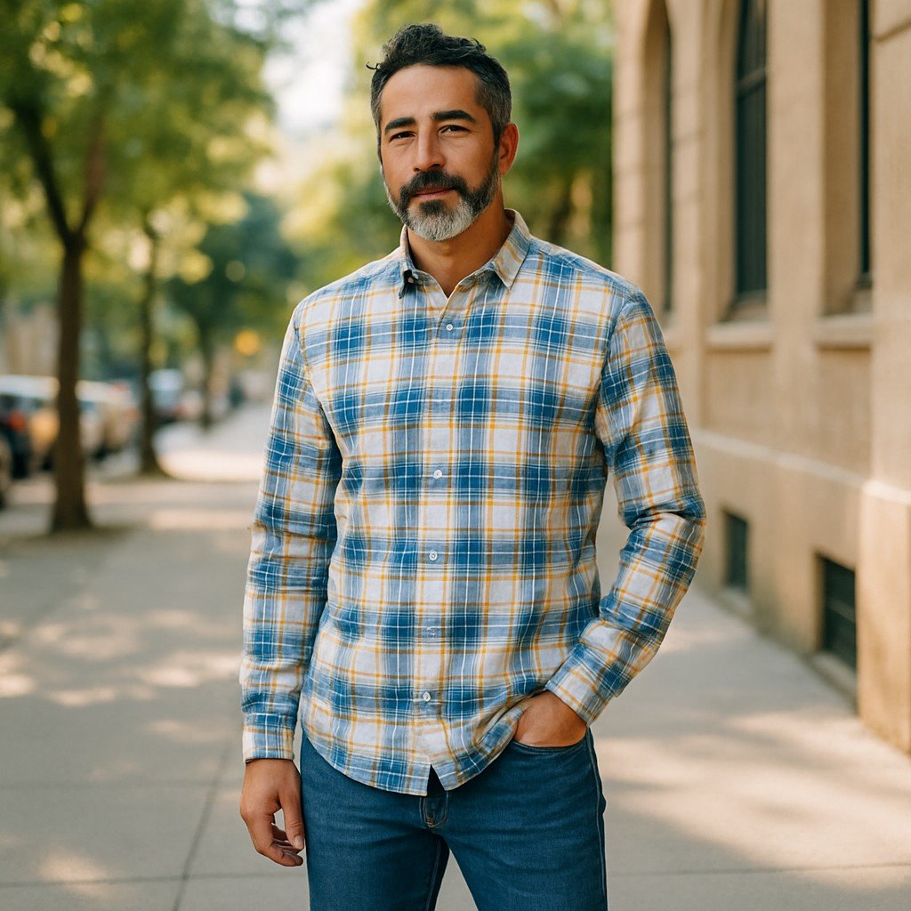 Wear Sierra Top Shelf Men's White Plaid Cotton Long Sleeve Button Down Shirt for Dads & Grads - Wear Sierra