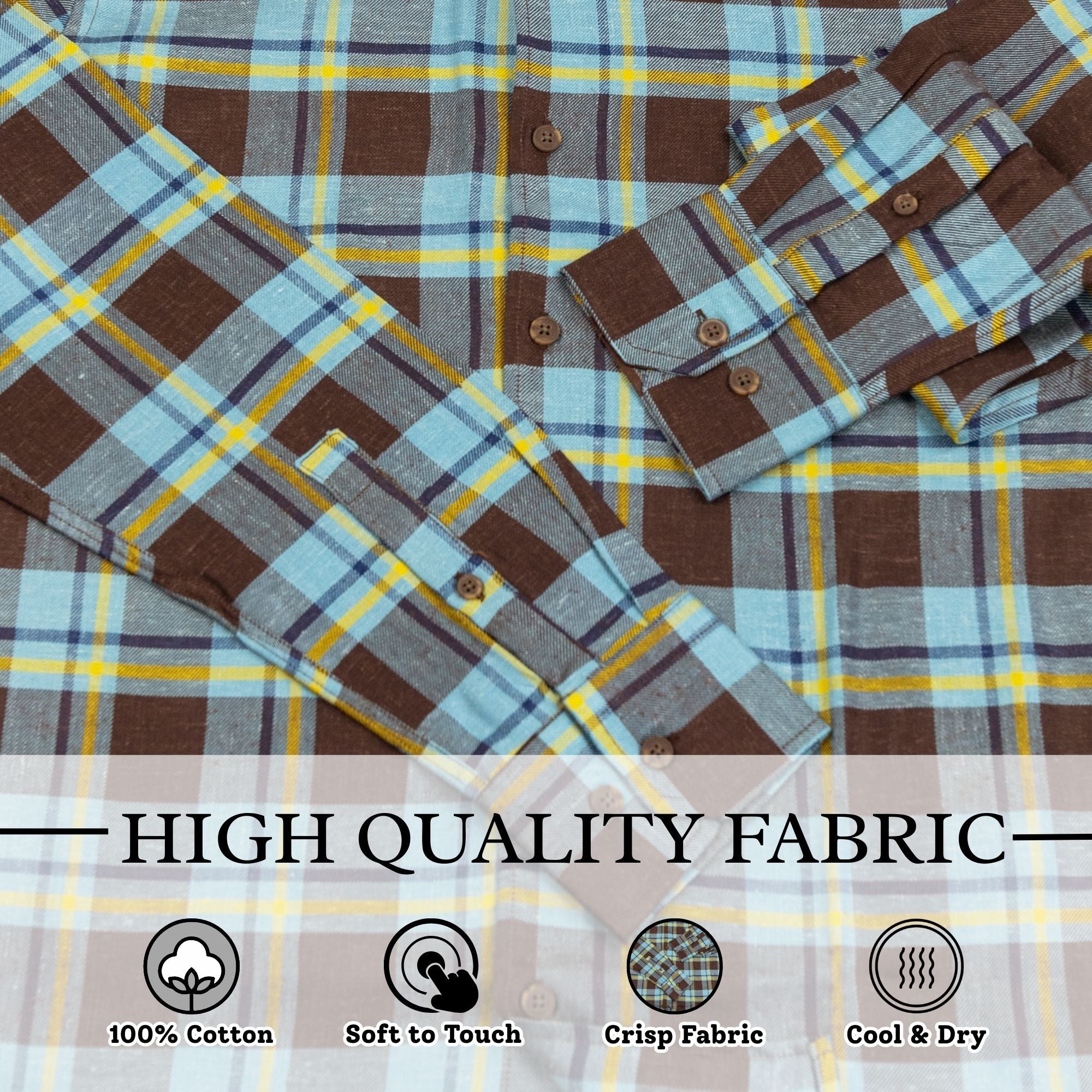 Wear Sierra Top Shelf Soft Turkish Cotton Blue & Brown Plaid Casual Friday Shirts for Men - Wear Sierra