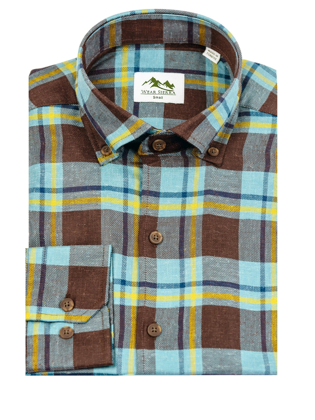 Wear Sierra Top Shelf Soft Turkish Cotton Blue & Brown Plaid Casual Friday Shirts for Men - Wear Sierra