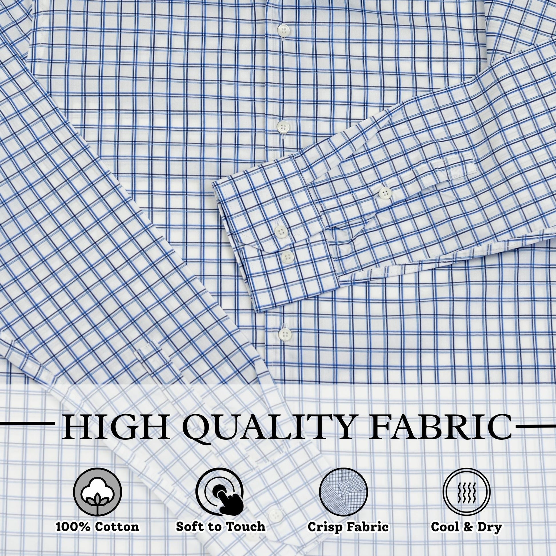 Wear Sierra Top Shelf Turkish Cotton Blue Windowpane Plaid, Casual Friday Shirt for Men - Wear Sierra