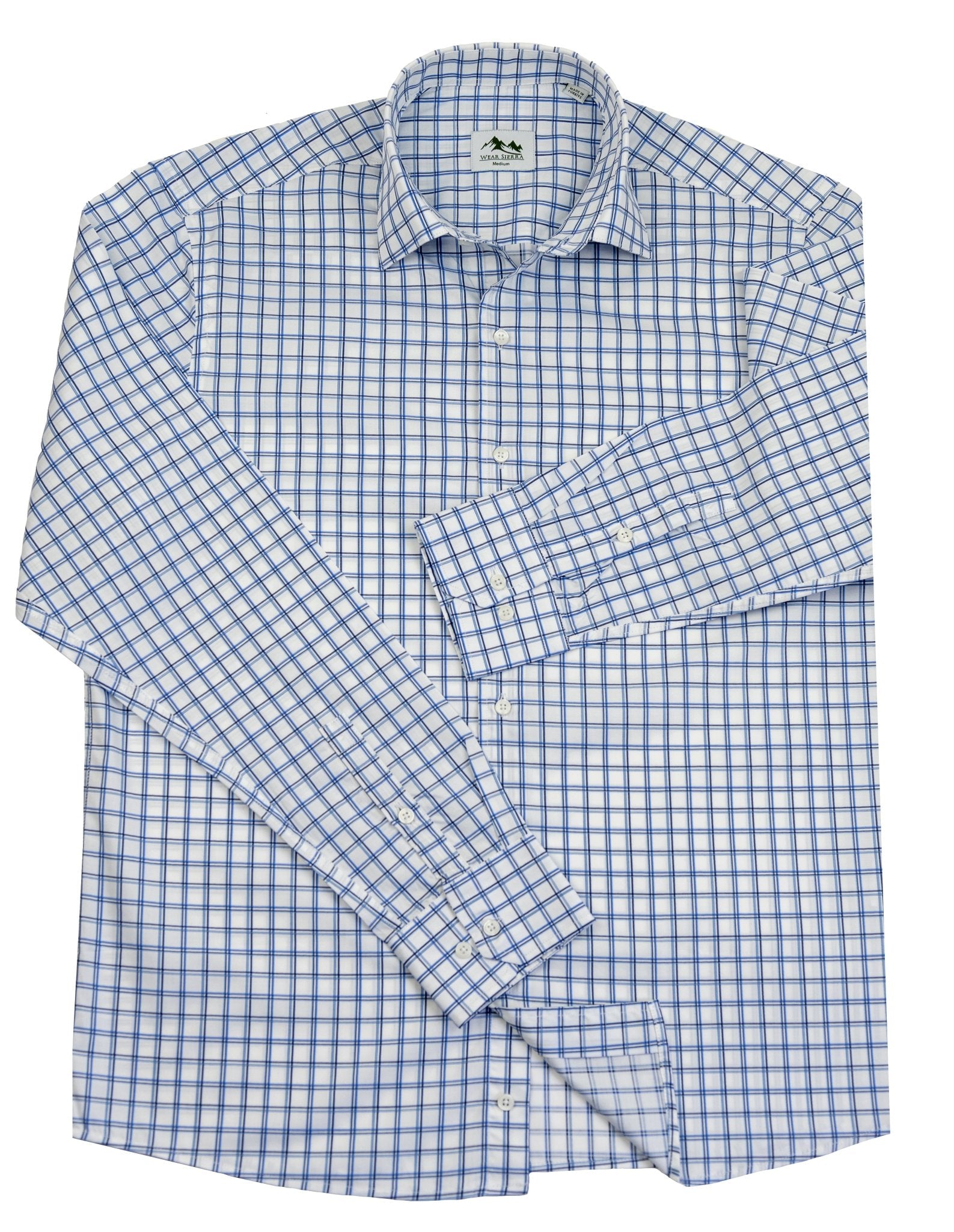 Wear Sierra Top Shelf Turkish Cotton Blue Windowpane Plaid, Casual Friday Shirt for Men - Wear Sierra