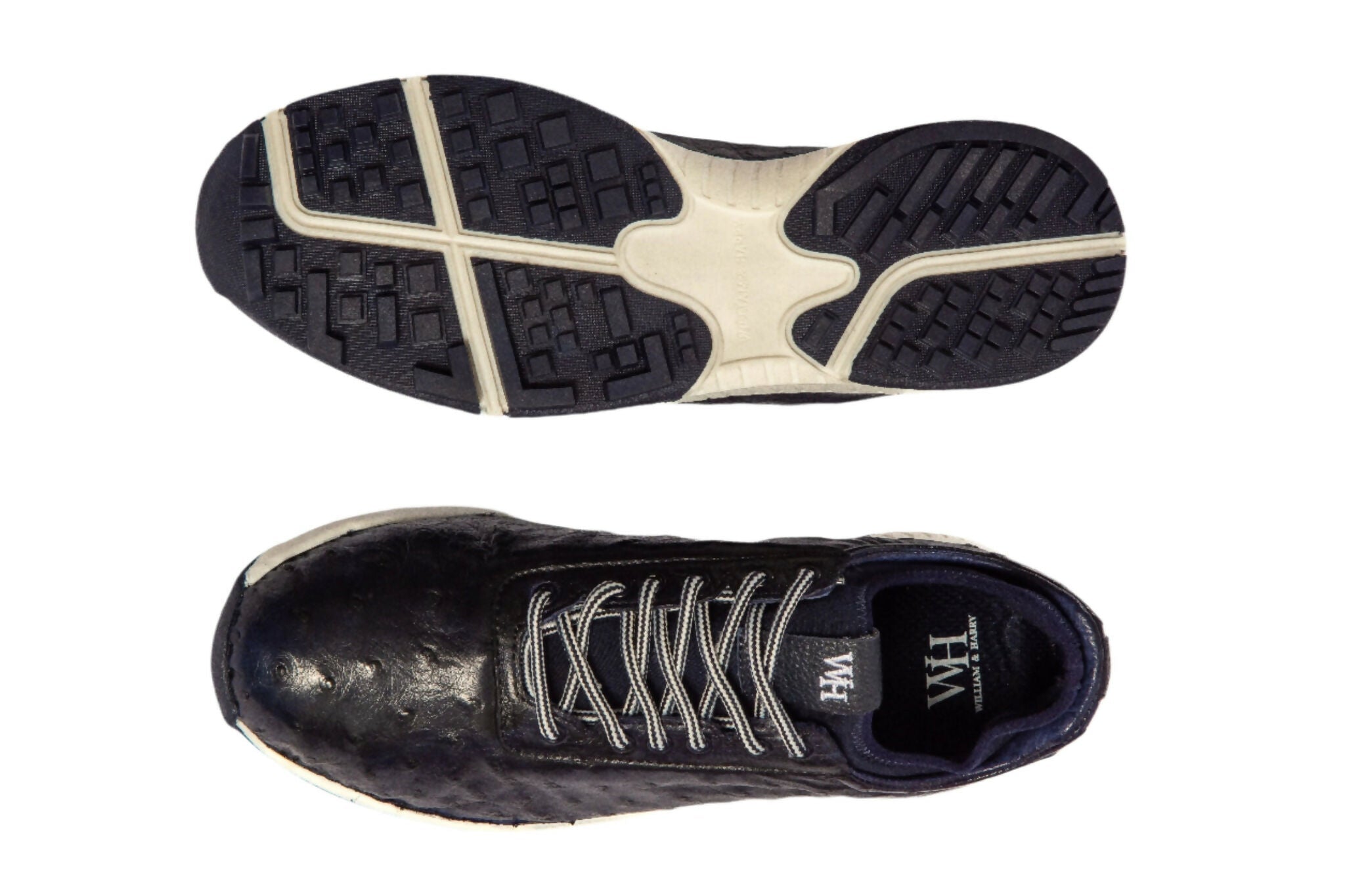 W&H Eagle - Ostrich Skin Men's Golf Shoes in Dark Blue - Wear Sierra