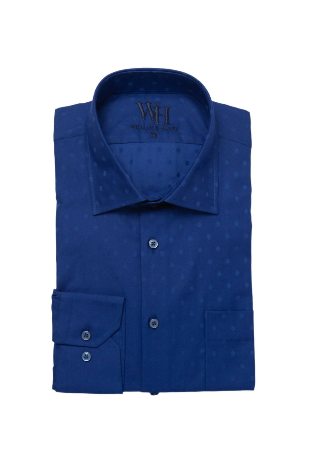 W&H Golf Men's Long Sleeve Button Up Sports Shirts - Blue Polka Print - Wear Sierra