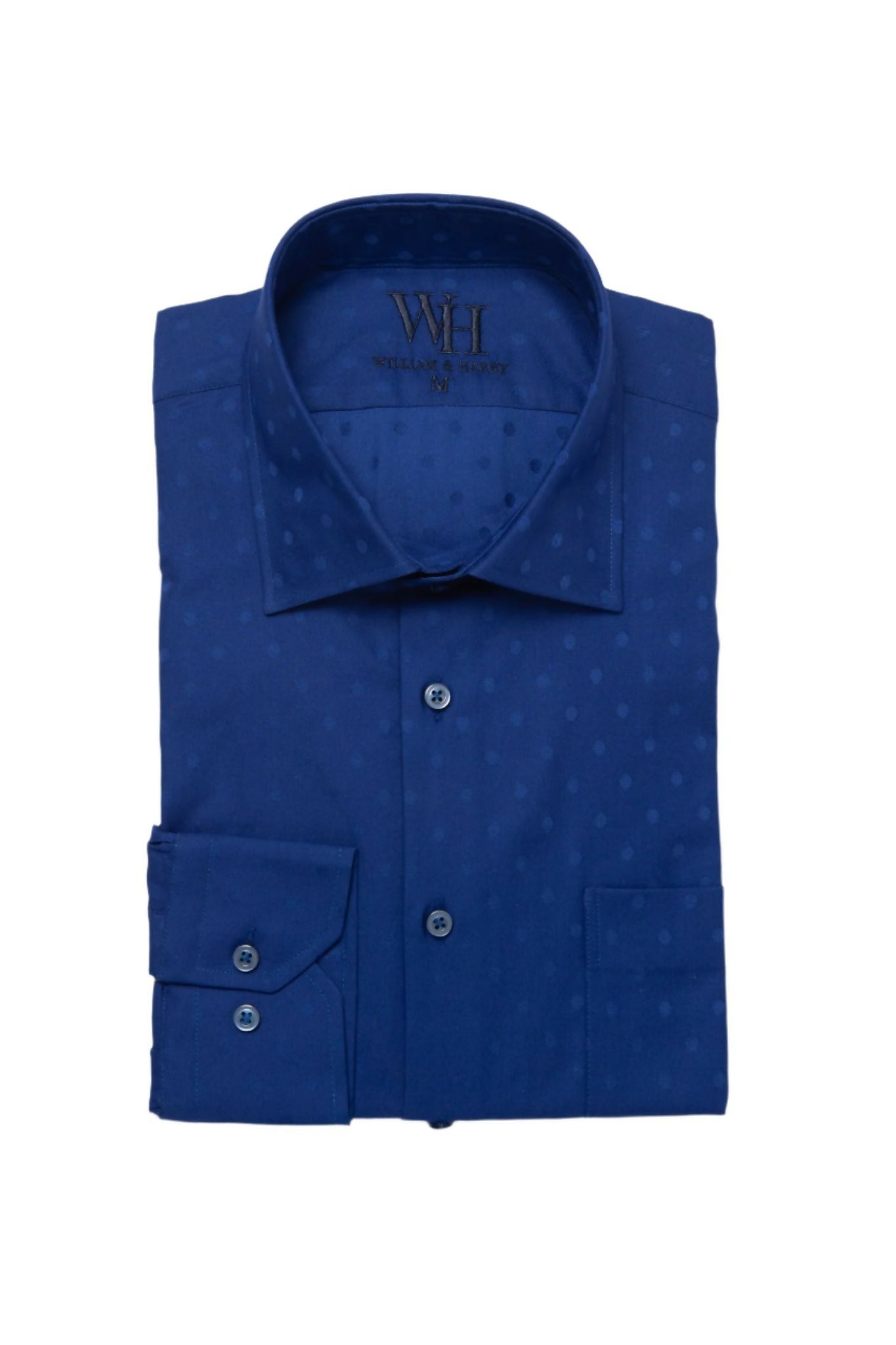 W&H Golf Men's Long Sleeve Button Up Sports Shirts - Blue Polka Print - Wear Sierra