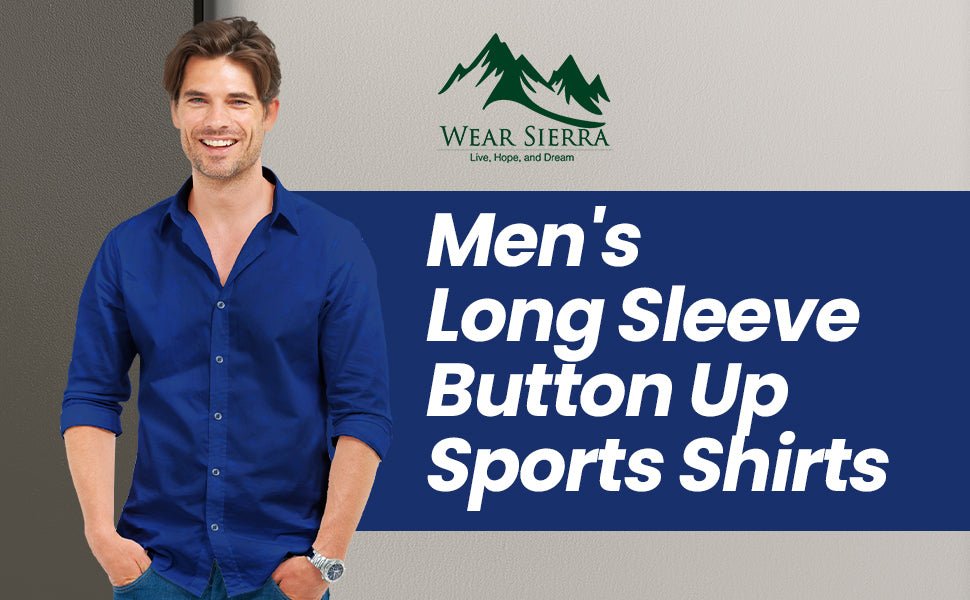 W&H Golf Men's Long Sleeve Button Up Sports Shirts - Blue Polka Print - Wear Sierra