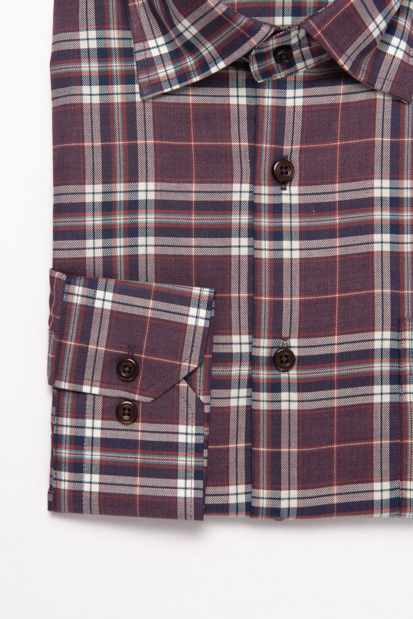 W&H Golf Men's Long Sleeve Button Up Sports Shirts - Burgundy Plaid - Wear Sierra