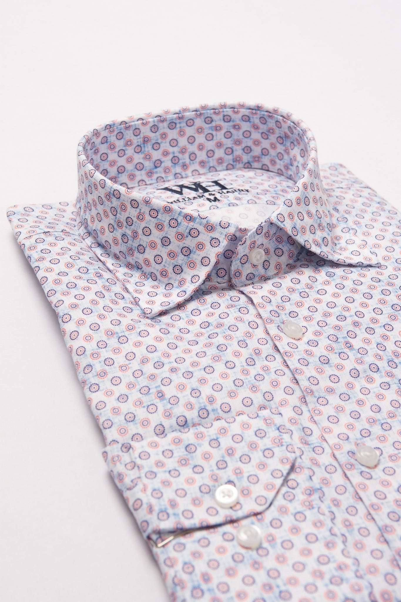 W&H Golf Men's Long Sleeve Button Up Sports Shirts - Circular Print - Wear Sierra