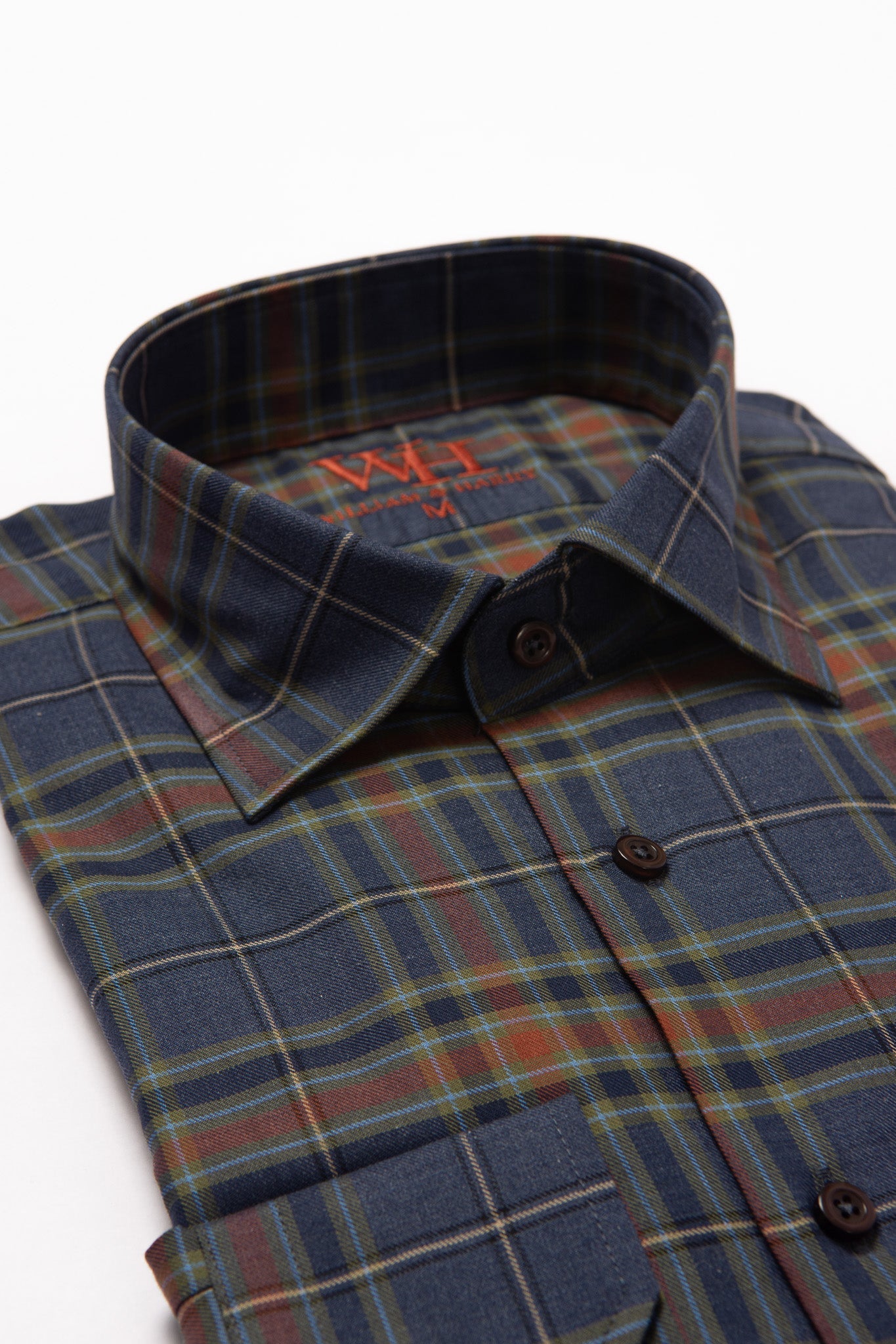 W&H Golf Men's Long Sleeve Button Up Sports Shirts - Navy Green Plaid - Wear Sierra