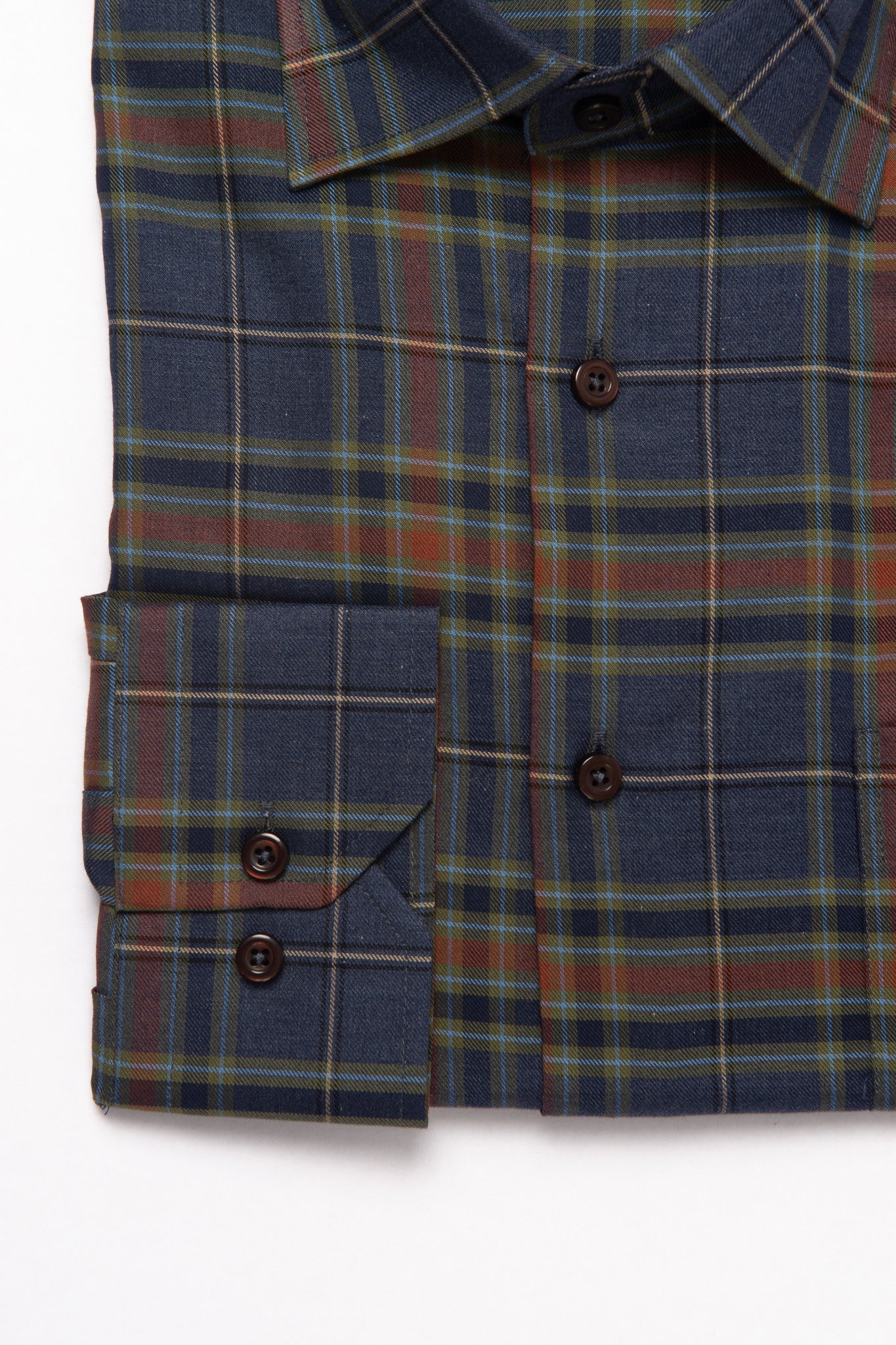 W&H Golf Men's Long Sleeve Button Up Sports Shirts - Navy Green Plaid - Wear Sierra