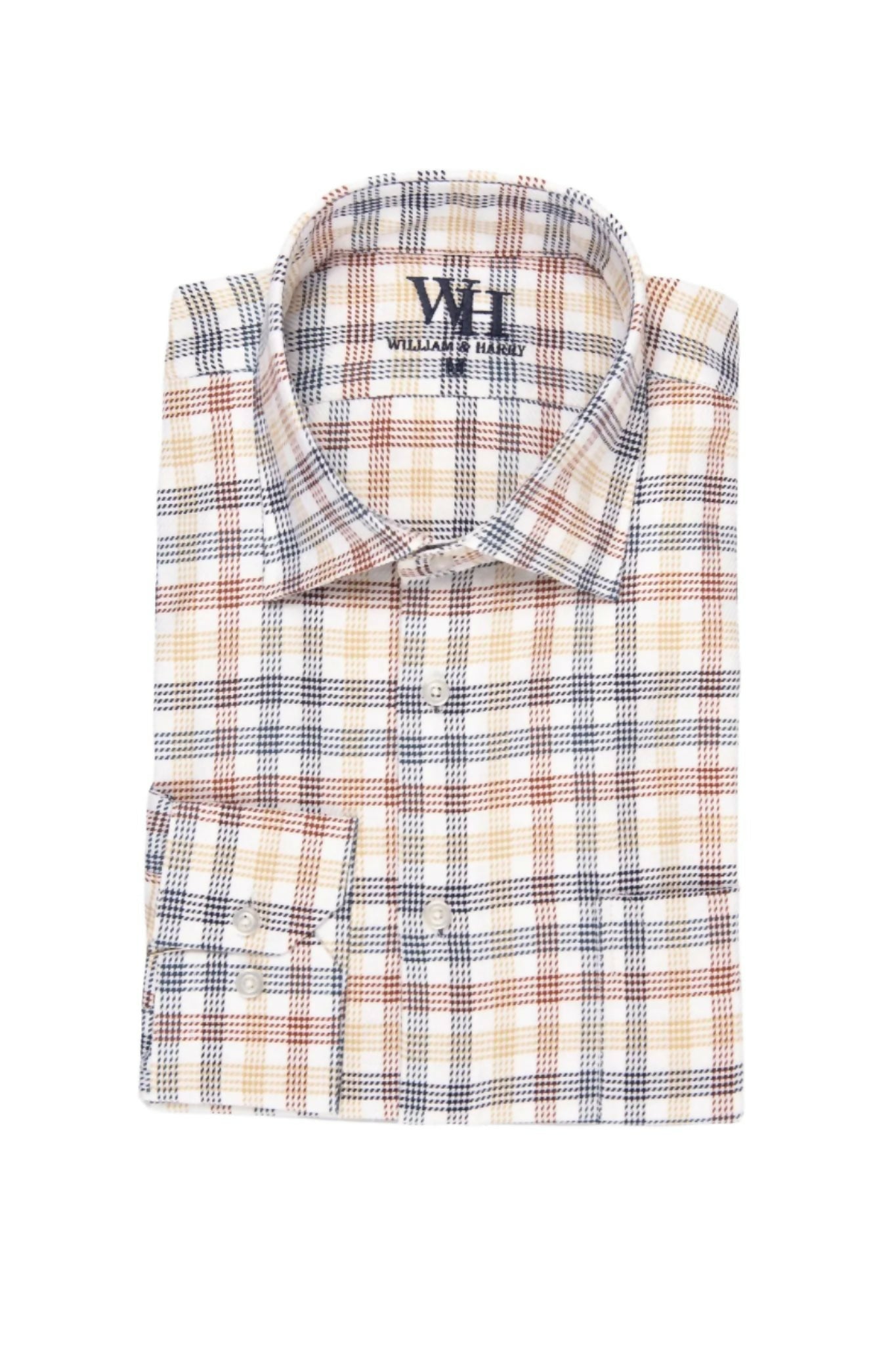 W&H Golf Men's Long Sleeve Button Up Sports Shirts - Red White Blue Plaid - Wear Sierra