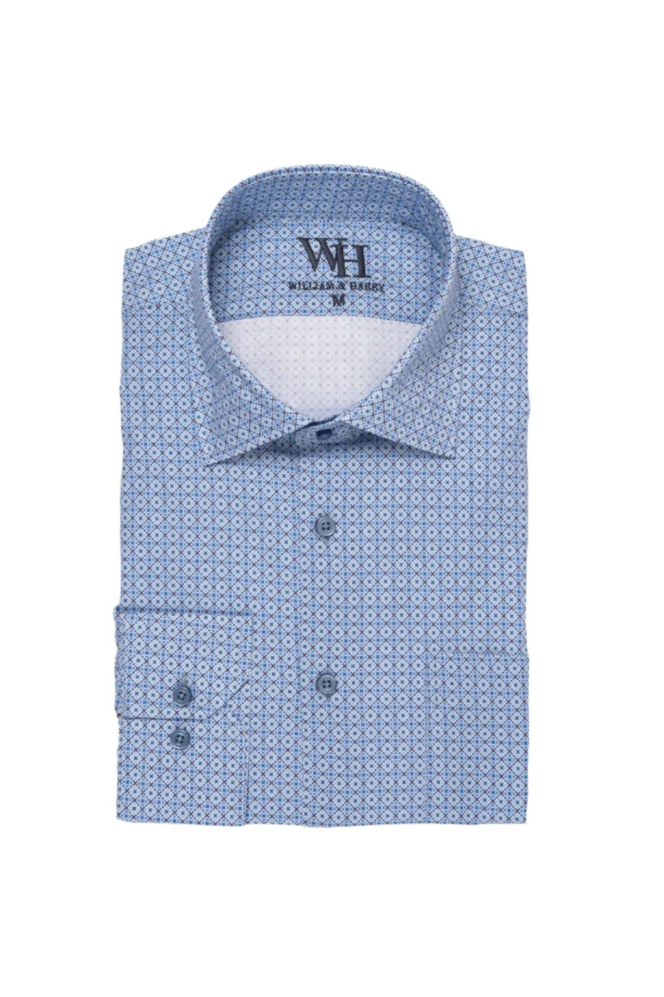 W&H Golf Men's Long Sleeve Button Up Sports Shirts - Sky Geometric - Wear Sierra