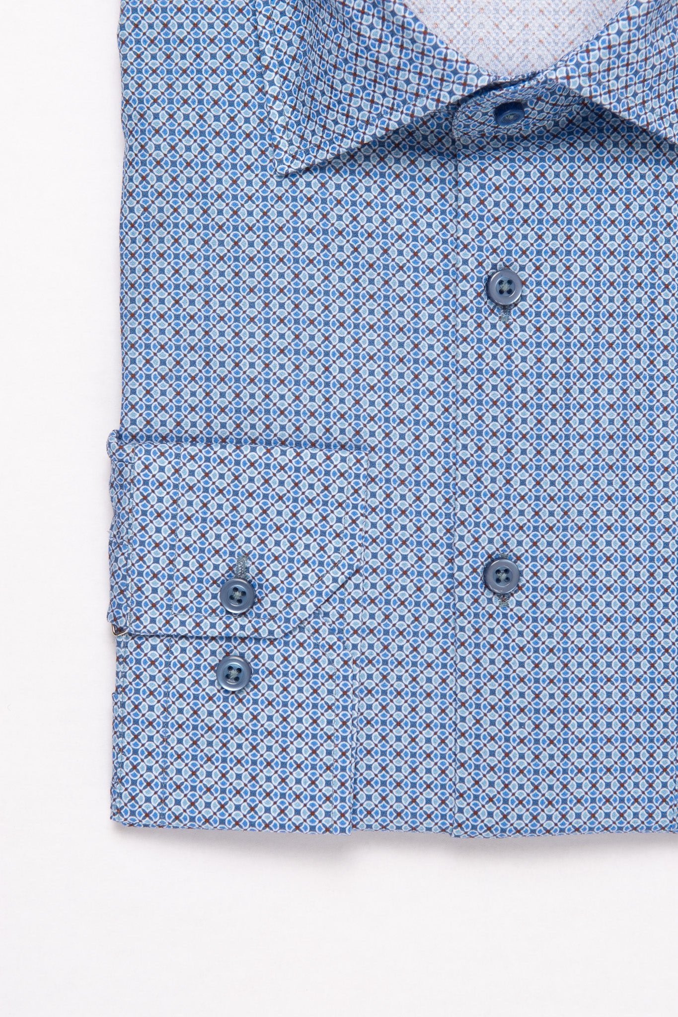 W&H Golf Men's Long Sleeve Button Up Sports Shirts - Sky Geometric - Wear Sierra