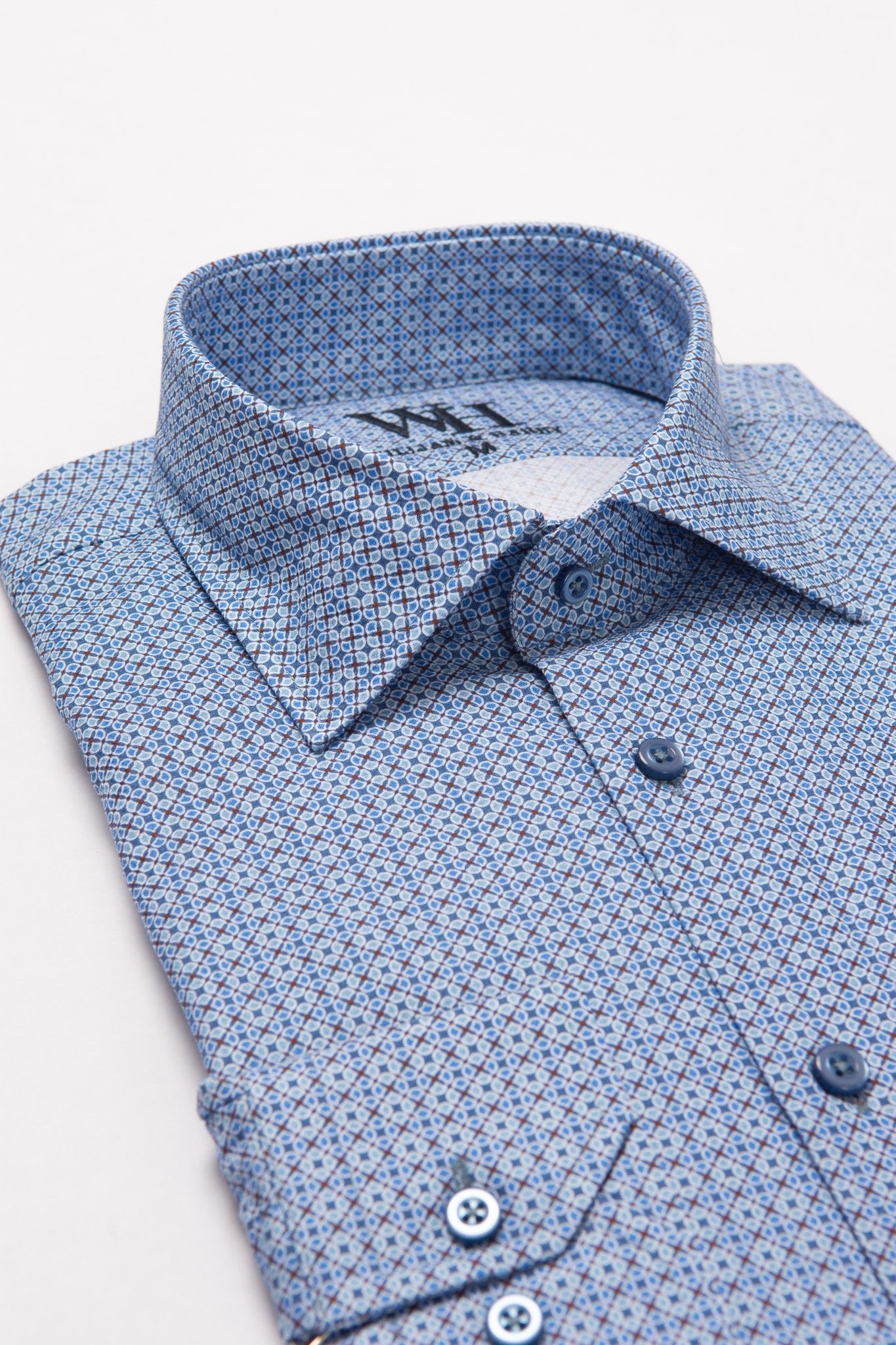 W&H Golf Men's Long Sleeve Button Up Sports Shirts - Sky Geometric - Wear Sierra