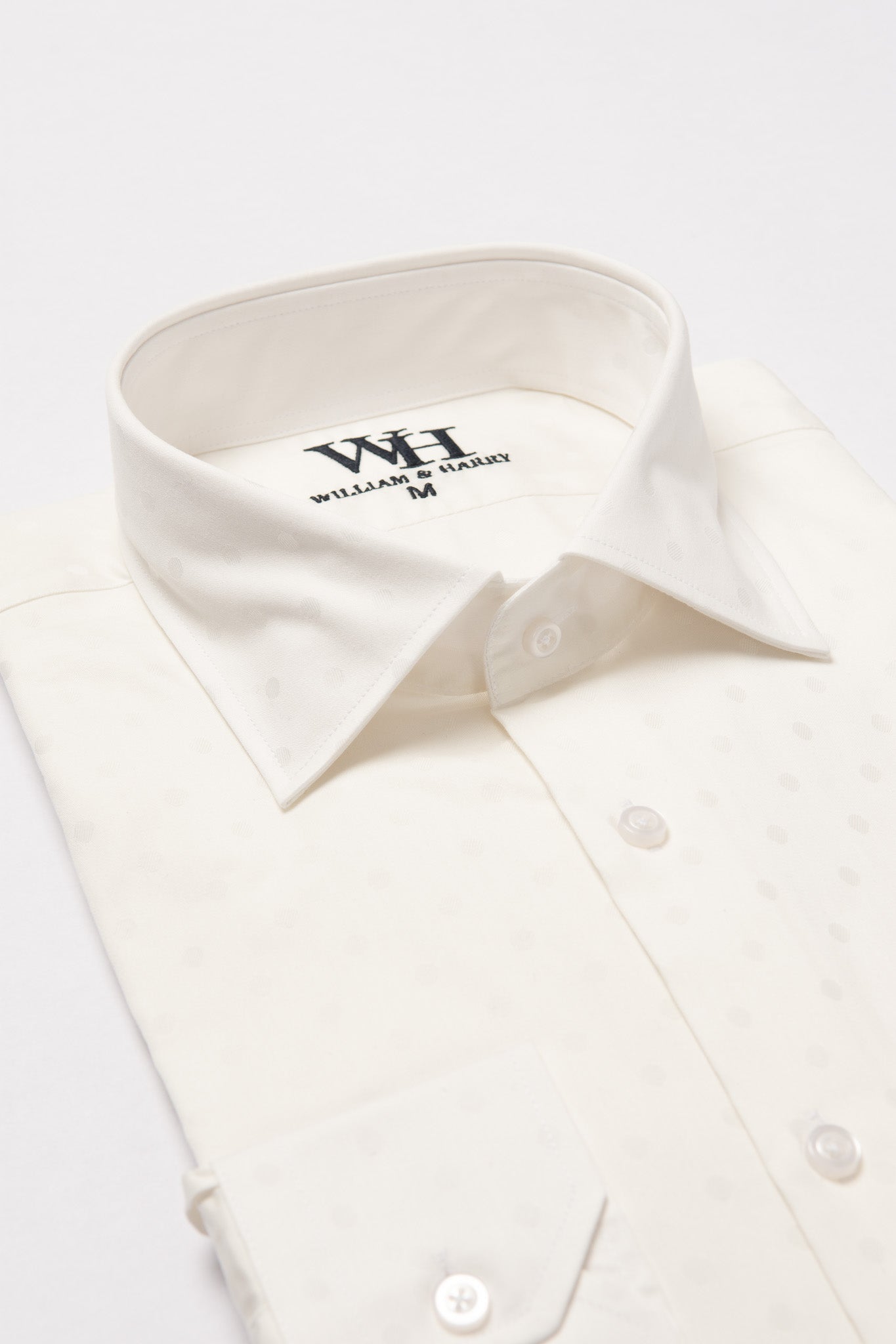 W&H Golf Men's Long Sleeve Button Up Sports Shirts - White Polka Print - Wear Sierra