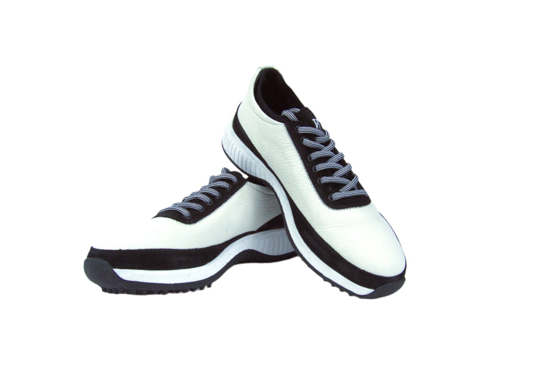 W&H Suede Black/White - Original Design Signature Golf Shoes for Women - CLEARANCE - Wear Sierra