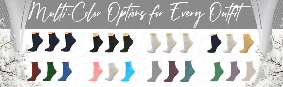 Women's 100% Combed Cotton Ankle Turn Cuff 3 Pair Pack - Loose Fitting Socks, Perfect for Diabetics and Edema - Wear Sierra