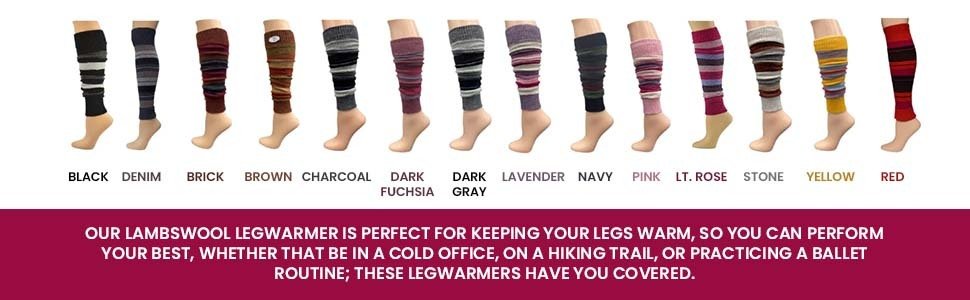 Women's and Girls' Striped Lambs Wool Leg Warmers - Wear Sierra