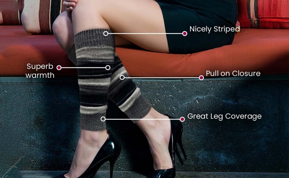 Women's and Girls' Striped Lambs Wool Leg Warmers - Wear Sierra