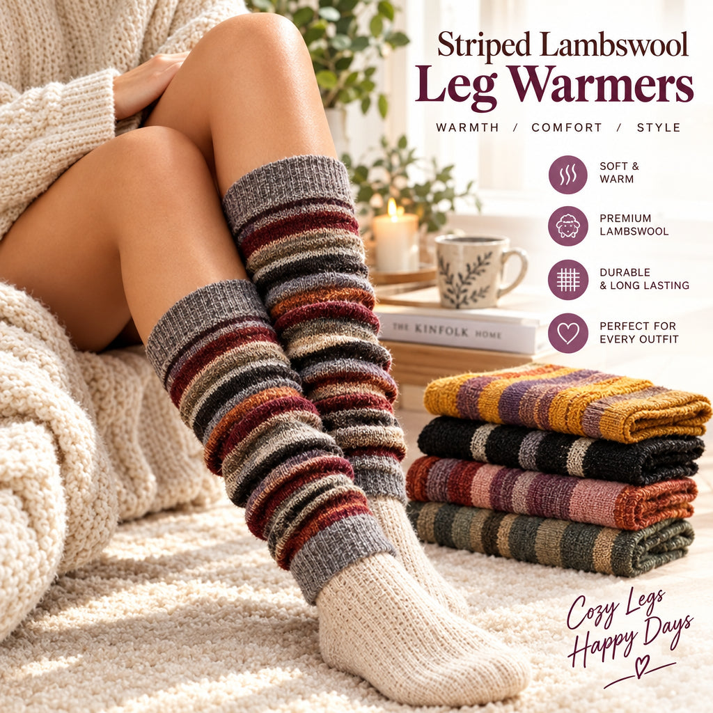 Women's and Girls' Striped Lambs Wool Leg Warmers - Wear Sierra